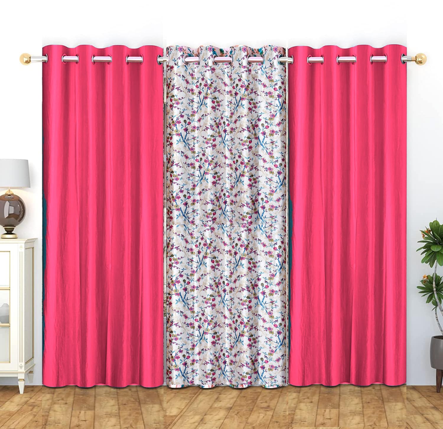Buy VJK FAB Printed Flower Design Curtains/Parde for Window, Bedroom