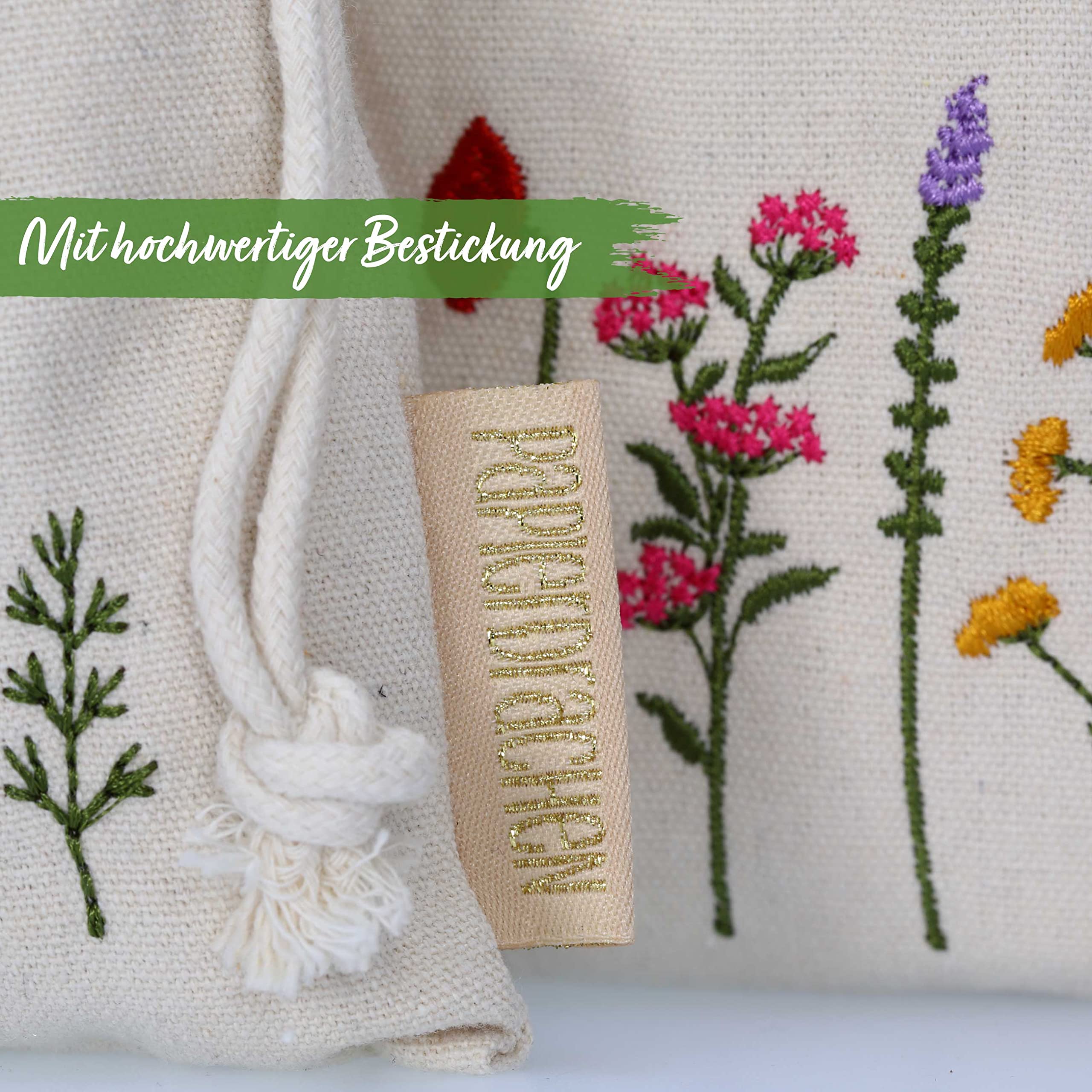 Papierdrachen 1 cadeauzakje voor verjaardag, regenboog, van katoen, prachtig en hoogwaardig geborduurd, ideaal voor het verpakken van geschenken, afmetingen 50 x 70 cm, met trekkoord