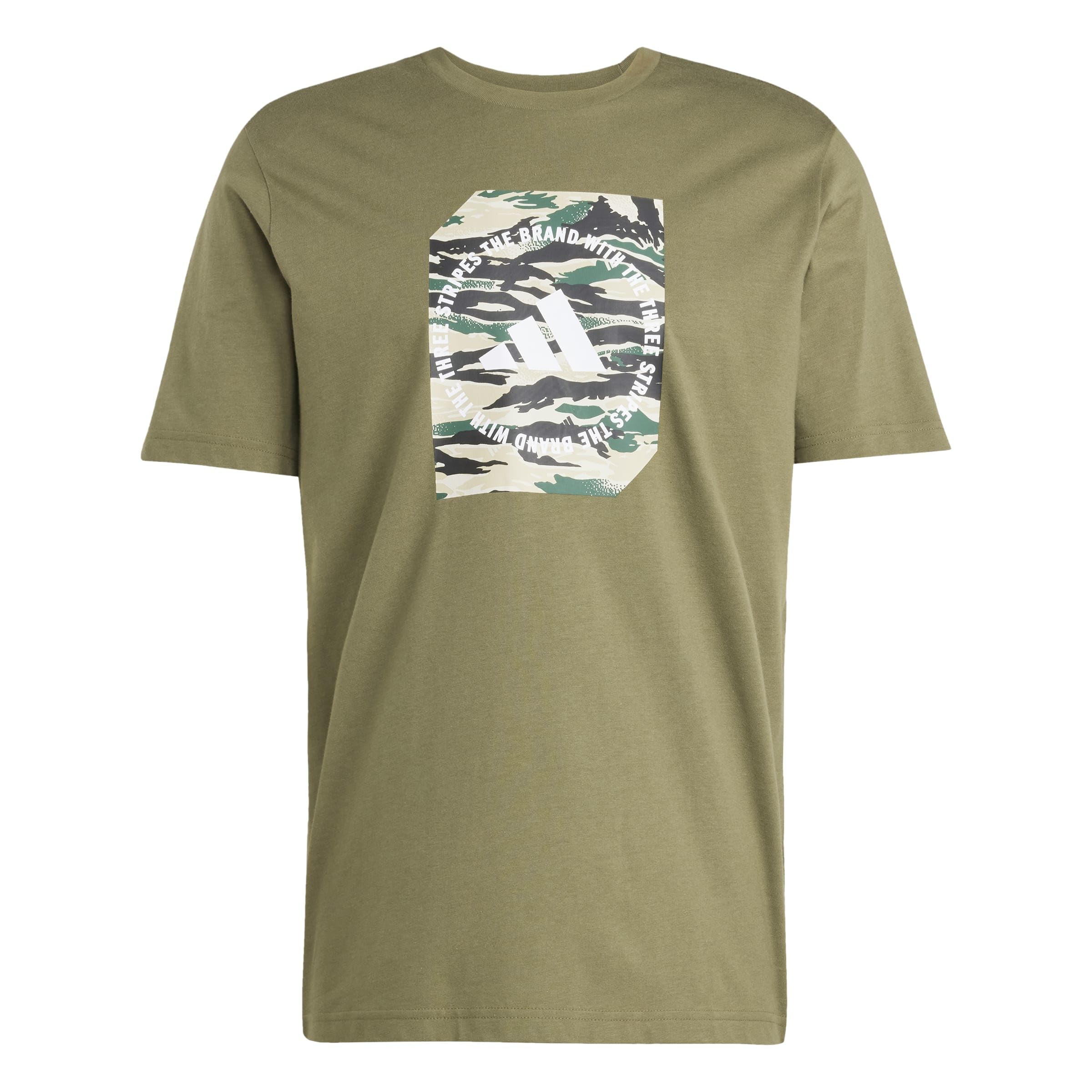 adidas Men's CAMO Shape Graphic T-Shirt, Olive strata, XL