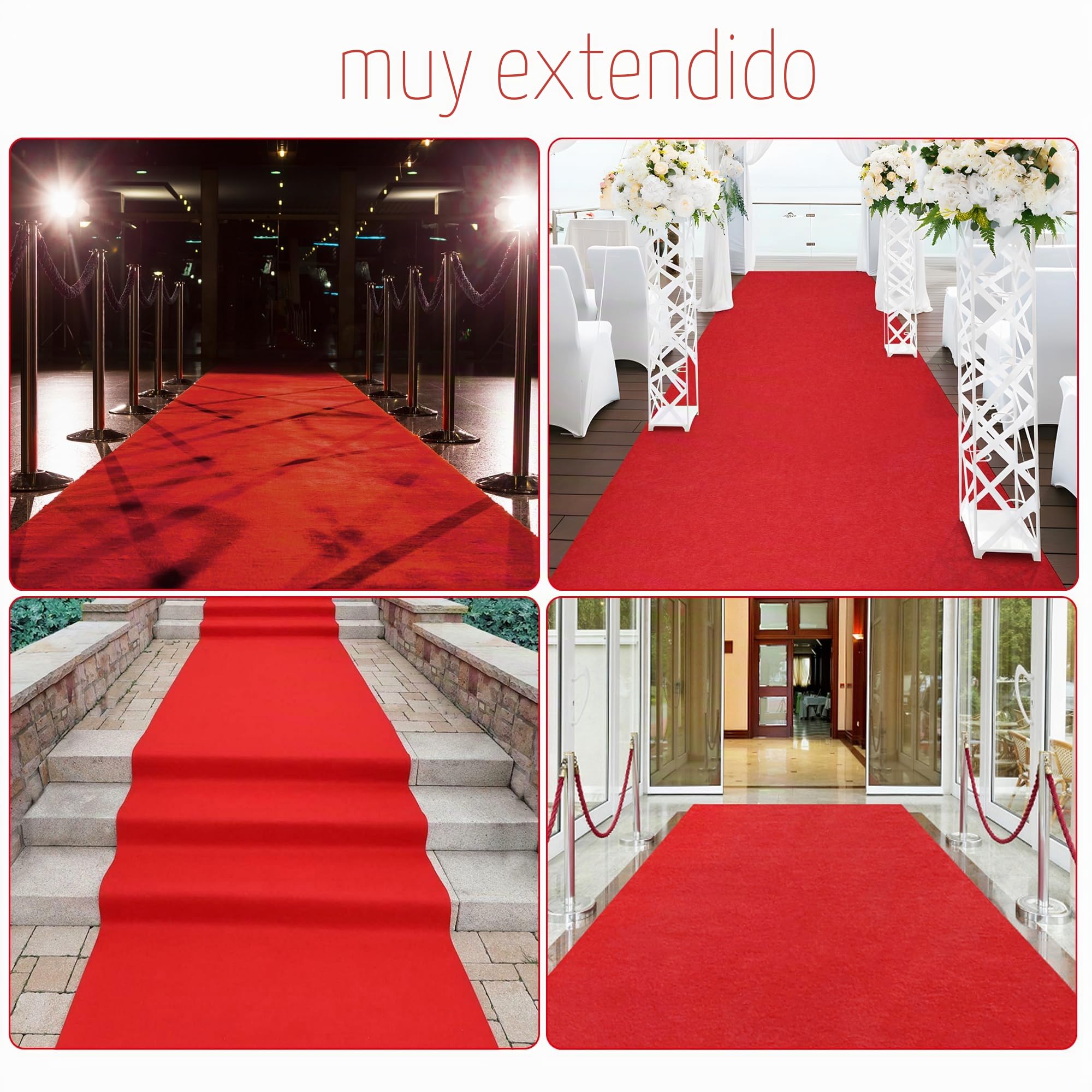 uyoyous Alfombra VIP Roja para Bodas, 10 m, Eventos, 2 mm de Grosor, Recepción, Color Rojo, Fiestas, Bodas, Pasillos, 10 x 1 m (Largo x Ancho) | Alfombra de recepción roja para boda, fiesta, boda, pasillo, pasillo, 10 x 1 m (largo x ancho)
