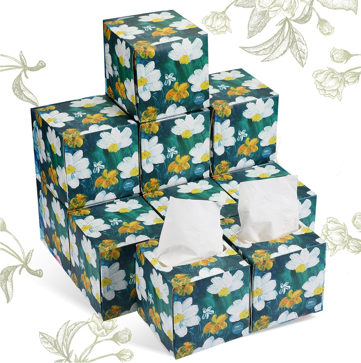 Colarr 12 Packs Facial Tissues Boxes Oil Painting Design