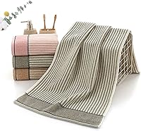 Vista 7 de Pidada Juego de 2 toallas de mano 100% algodón con patrón de rayas absorbentes suaves toallas decorativas para baño (marrón)