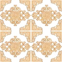 Vicenpal 20 Pack Wooden Appliques & Carved Onlays - Unfinished DIY Furniture Decor for Cabinets, Doors, Walls & Beds