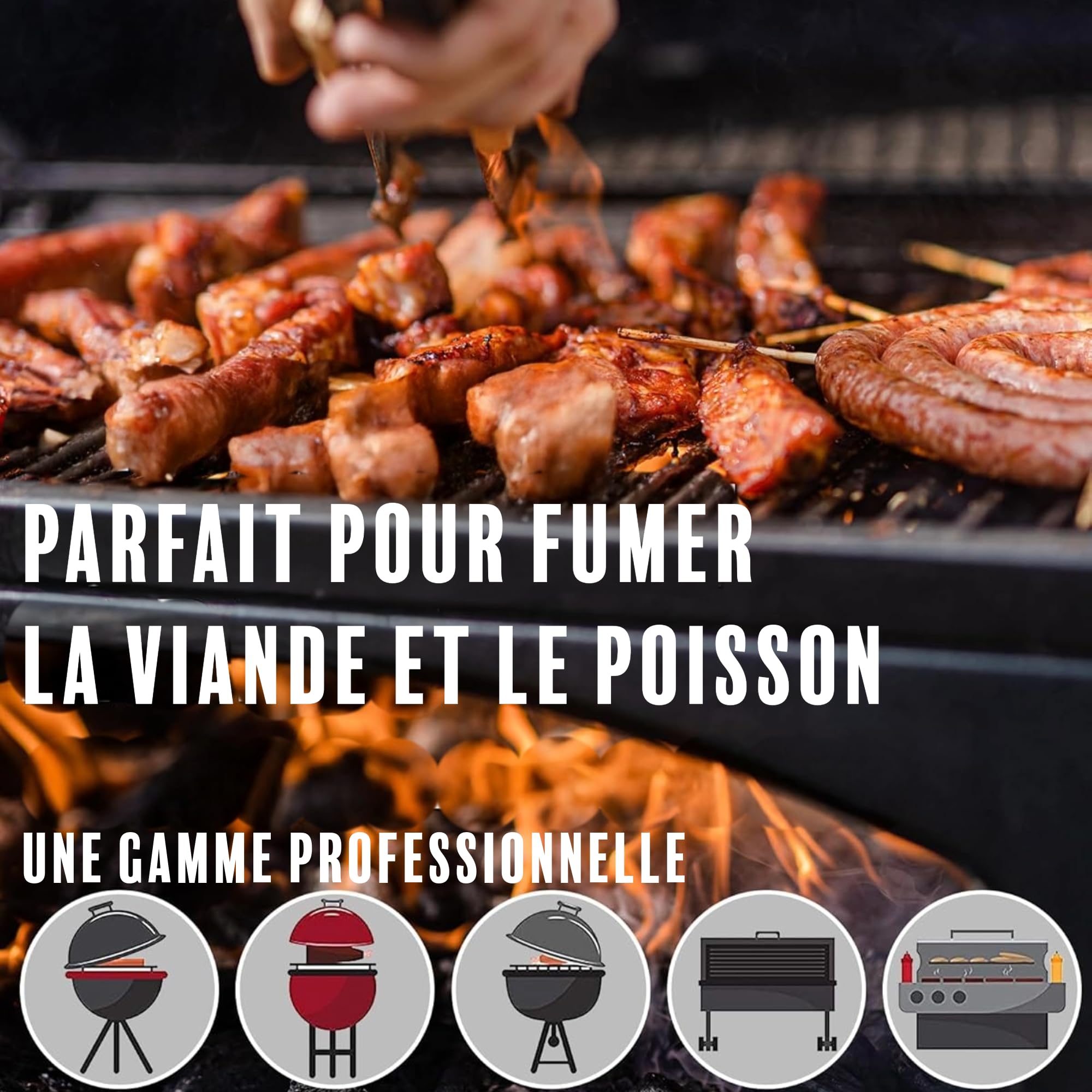 Générateur de Fumée Froide (serpentin pour fumoir)+La Sciure de Bois Hêtre Inclus 1.3 L (MADE IN FRANCE)+4 Crochets +2 Brosses de Nettoyage Offerts, Fumoir pour Viande et Poisson,Manuel en français