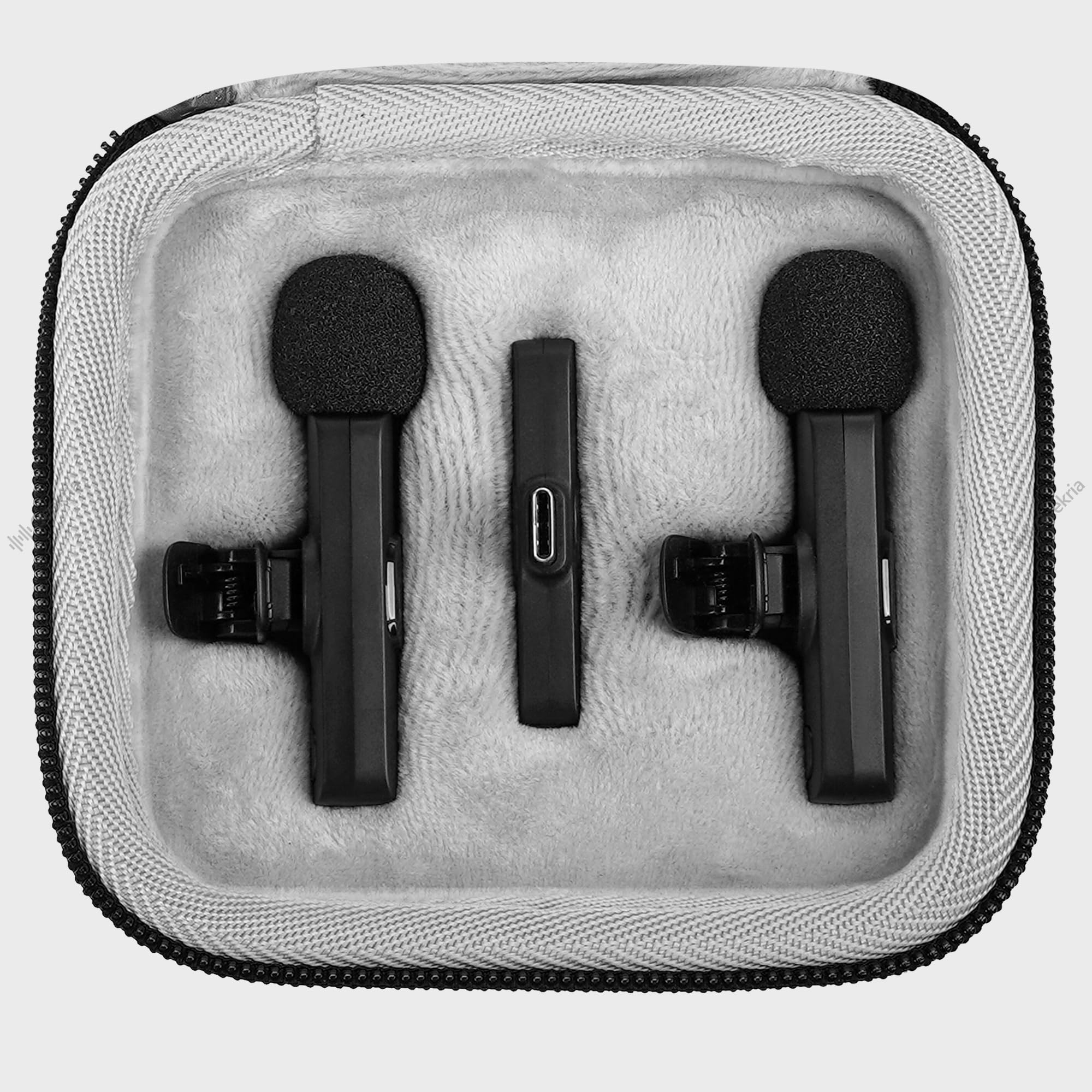 Geekria dla twórców Obudowa twarda na mikrofon bezprzewodowy, etui na mikrofon lavalier bezprzewodowy kompatybilny z PQRQP, BOYA, MAYBESTA, Mini Mic Pro, Leettus, JUDKIOM, Bulatry, Caiord (Szary)