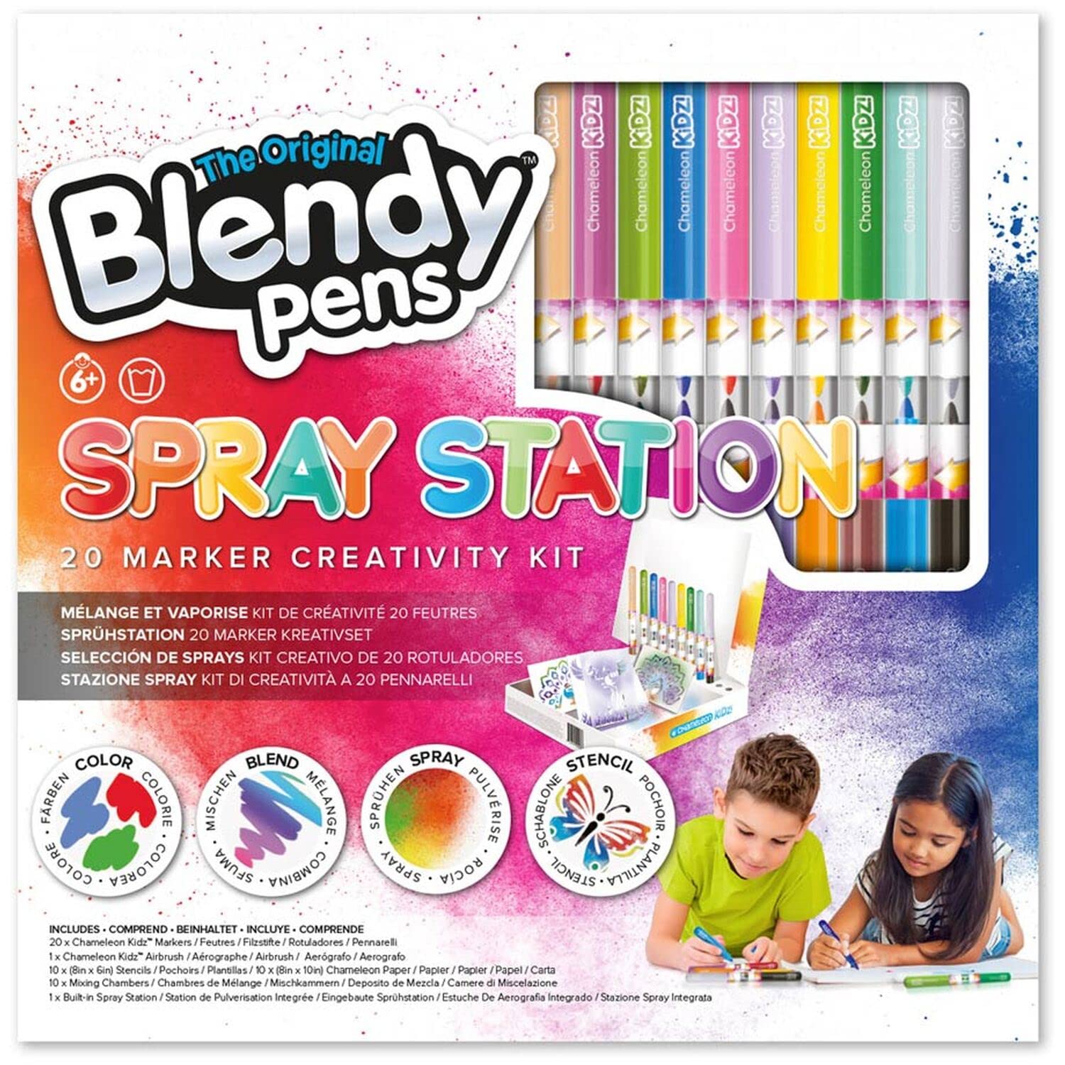 ChameleonKidz Blendy Pens Blend & Spray Creativity Kits (Spray Station 20 Marker Creativity Kit)