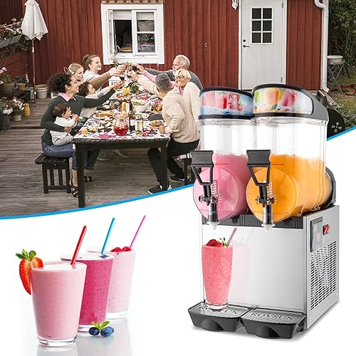 Miniatura 8 de ROVSUN Margarita Machine - Máquina de granizado de 8 galones / 30 L, 15 L x 2 tanques, máquina comercial granizado y modos de jugo, fabricante de