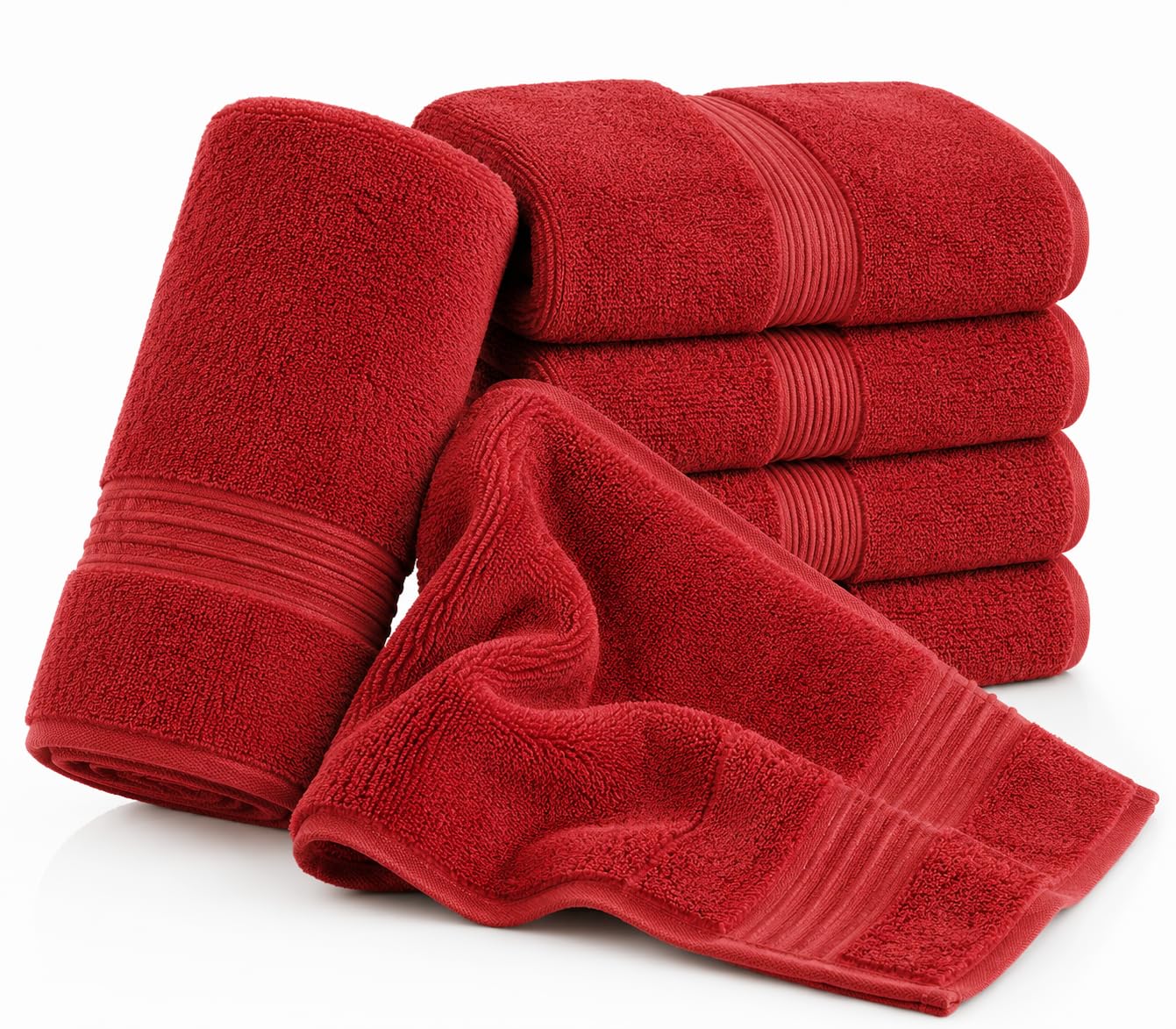 Nod Off Luxury 100% Egyptian Ring Spun Cotton Towels 600GSM | Super Soft Highly Absorbent Hotel Quality | Hand Towel 50x80cm | Red | Pack of 1