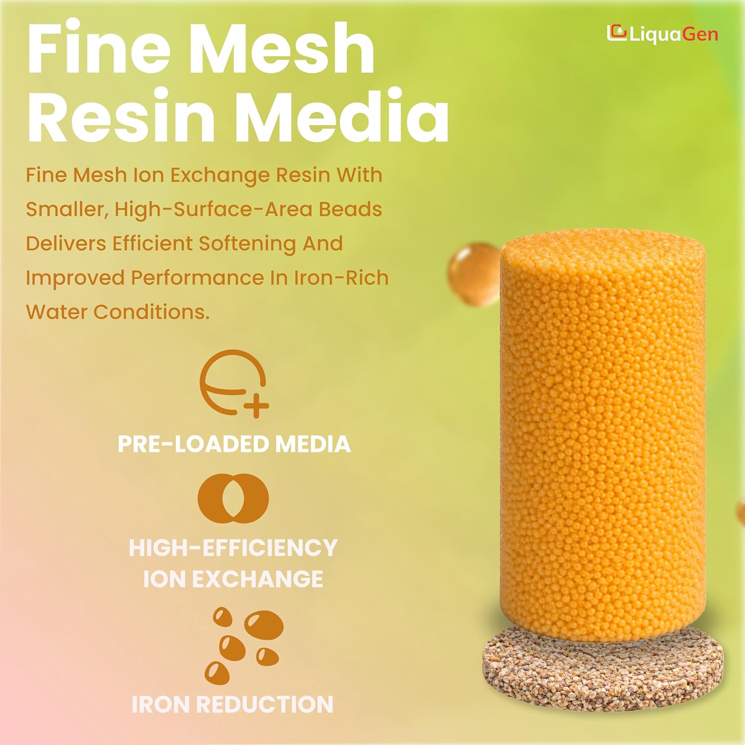 LiquaGen Pre-Loaded Ion Exchange Resin Tank – 24K, 32K, 48K, 64K, 80K Grain – 8% or 10% Crosslink & Fine Mesh Resin – Replacement Water Softener Tank (24K Grains, Fine Mesh Resin)