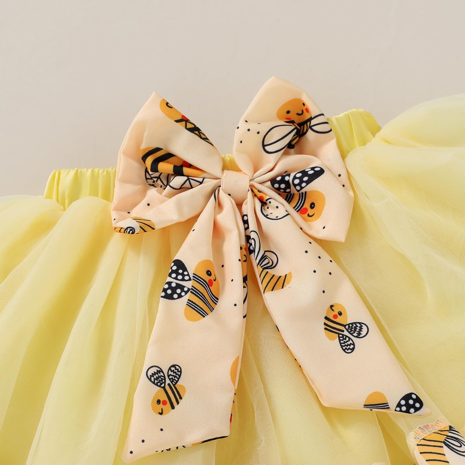 HAPPYMA Baby Girls One 1st Birthday Outfit Bee Sunflower Romper Tulle Tutu Skirt Sequin Bow Party Clothes Set - Image 6
