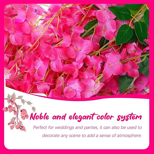 Miniatura 5 de Luerbi Paquete de 24 guirnaldas de flores colgantes de glicina fucsia, 3.77 pies, enredaderas de flores de glicina artificial fucsia, glicina fucsia