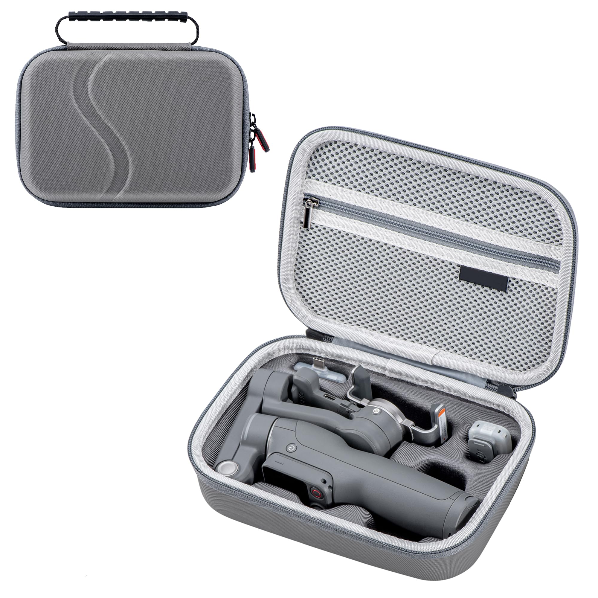 Sounce Carrying Case for DJI Osmo Mobile 8/7P/7/SE Gimbal Stabilizer — Hard EVA Travel Bag, Portable Storage Case, Nylon Exterior, Magnetic Phone Clamp Organizer, Accessories Pouch | Black-image-4