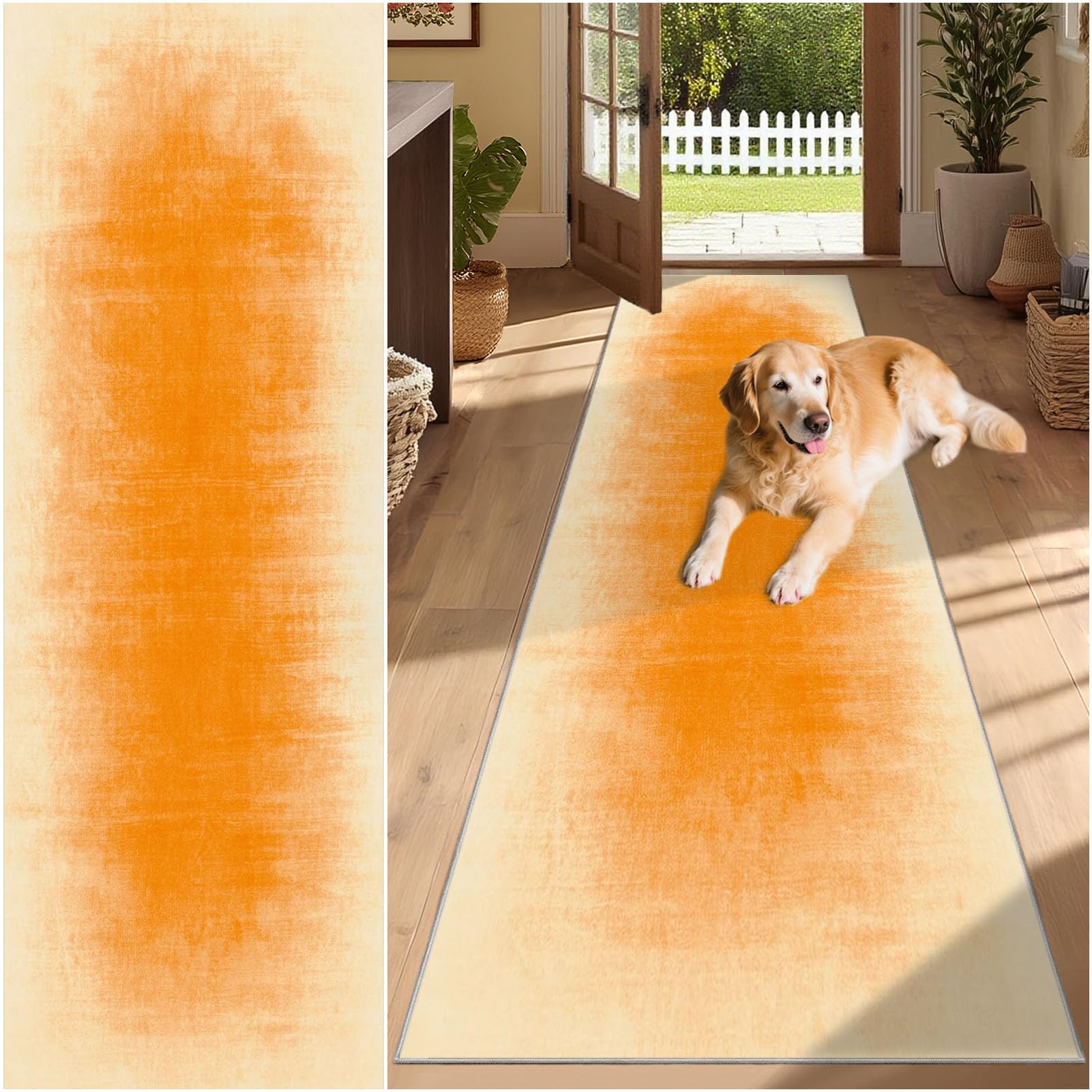 SUNMME Runner Rug for Hallway 50 x 280 cm Washable Non Slip Rubber Backing Carpet for Kitchen, Autumn Soft Faux Wool Low Pile Bedroom rug, Floor Mat for Entrance Passage Entryway Orange — image 1