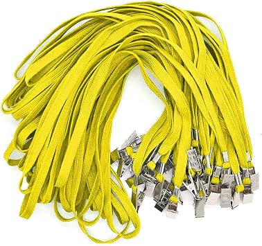 Bird Fiy Yellow Lanyards 100 Pack Bulk Badge Lanyards with Clip Neck Flat Lanyard with Badge Lanyard Bulldog Clip