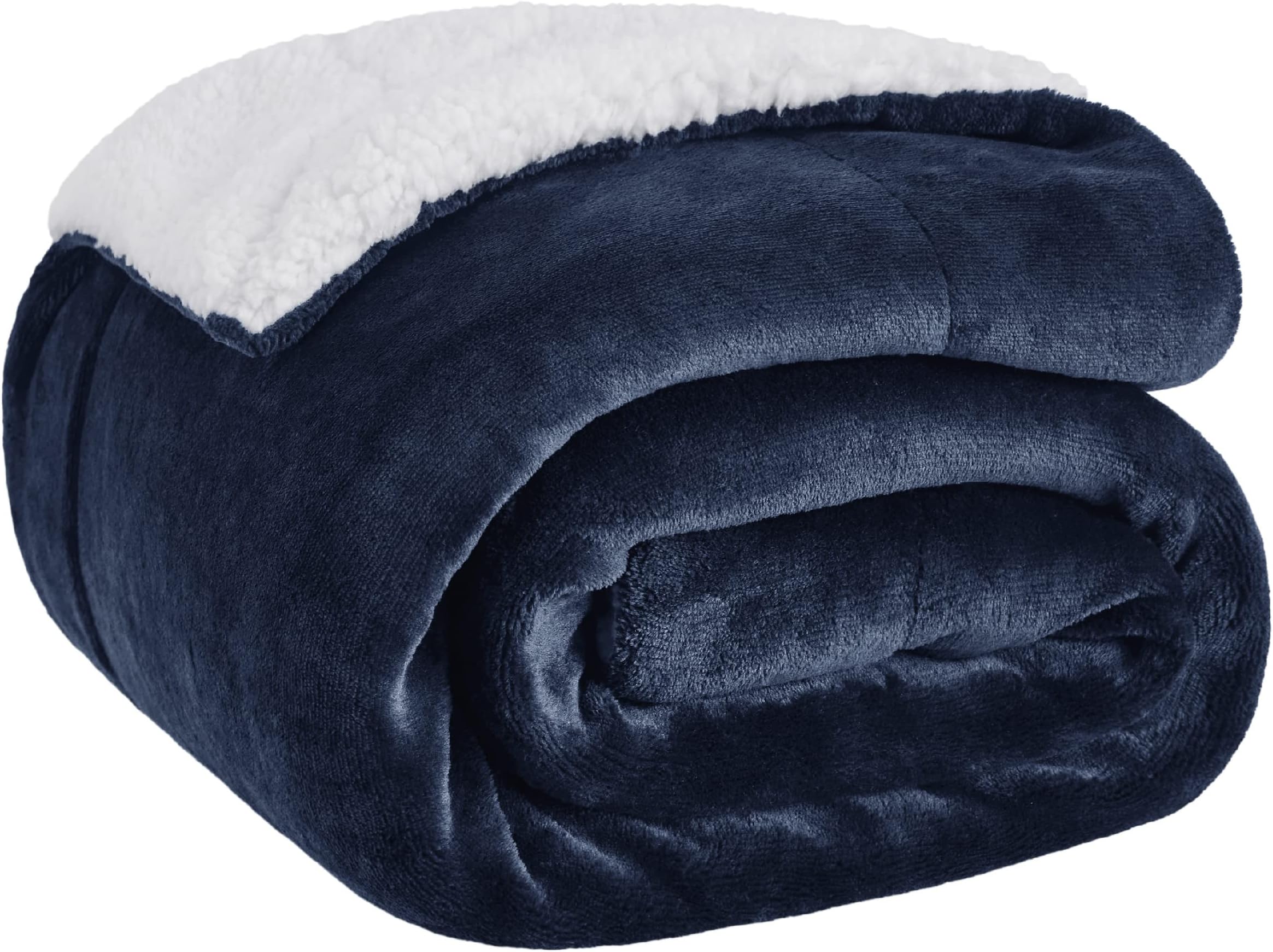 GentleSoft Sherpa Fleece Throw Blanket for Couch, Non-Heated, Thick and Warm Throw for Women and Men, Soft Fuzzy Plush Weight Blanket for Winter, Navy, 50x60 Inches