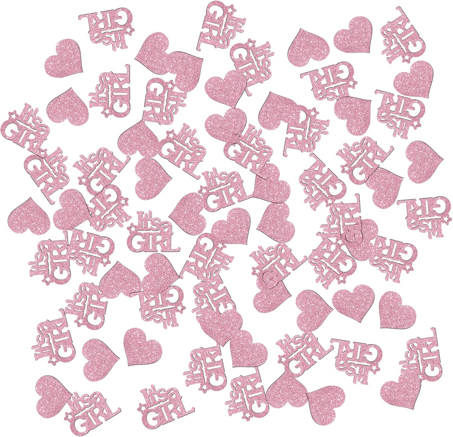 INNORU It's a Girl Confetti Pink Glitter, Baby Shower Table