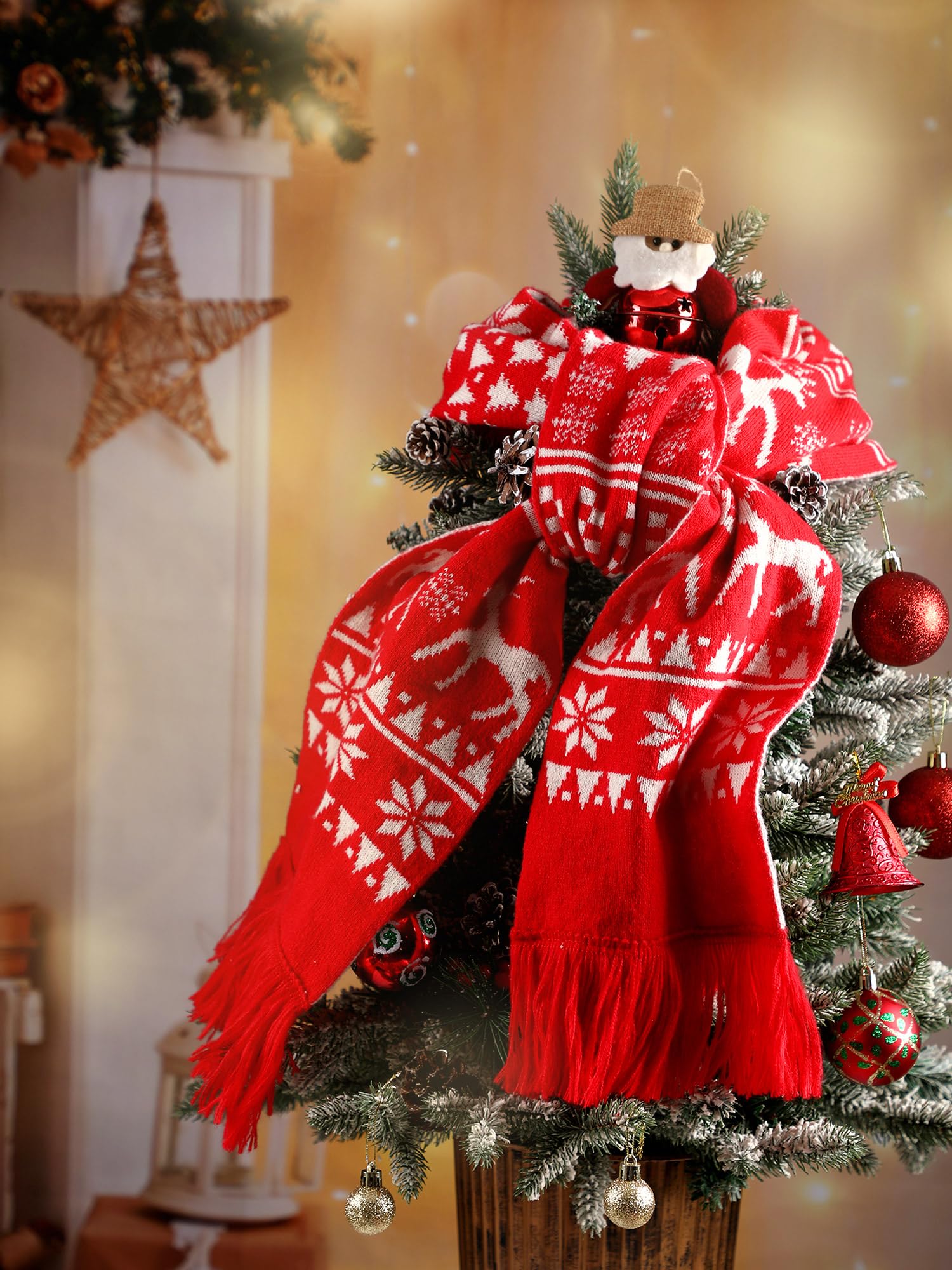 4 bufandas de Navidad unisex con tema de Navidad, bufanda de punto de invierno, bufanda larga cálida con borlas, 71 pulgadas, Como se muestra en las imágenes. 5