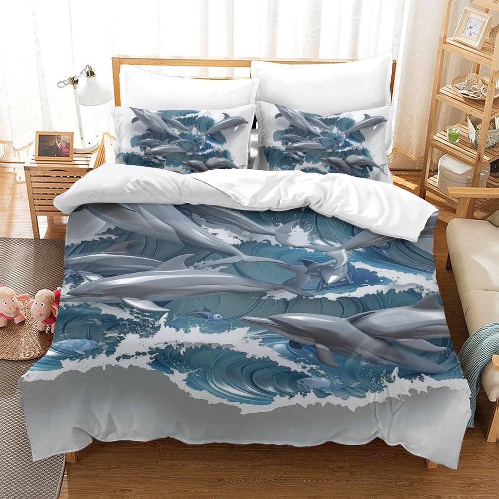 Housse de couette dauphin 3D pour transformer la chambre d'un enfant