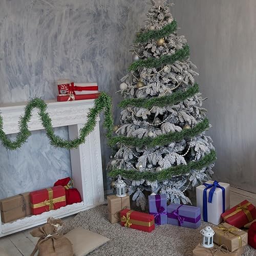 Miniatura 59 de Shappy Guirnalda de oropel negra de 90 pies, 6 rollos para decoración de Halloween, Navidad, guirnalda metálica con purpurina para bodas, fiestas