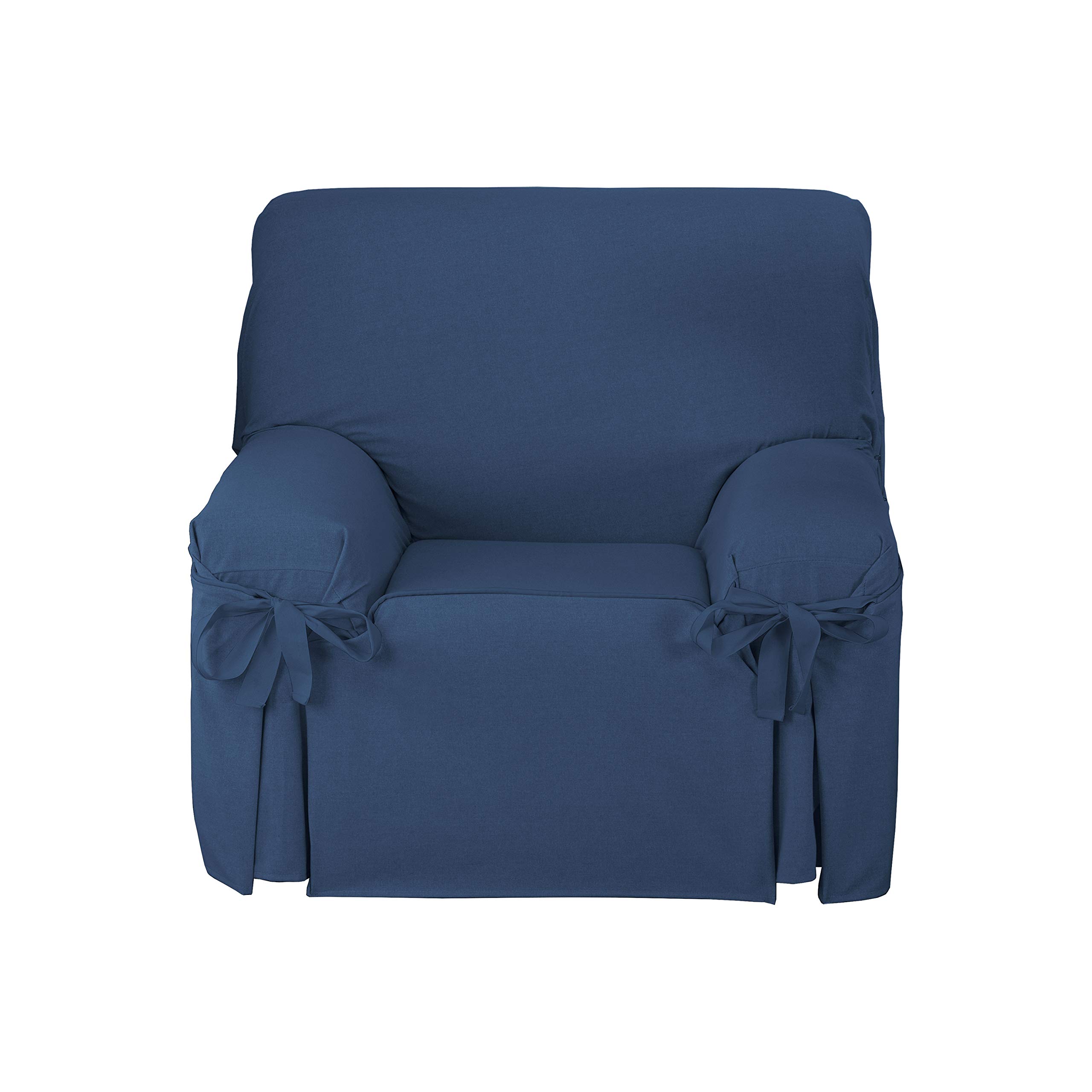 Housse de canapé à nœuds protégeant et ajustant votre fauteuil 1 place bleu marine