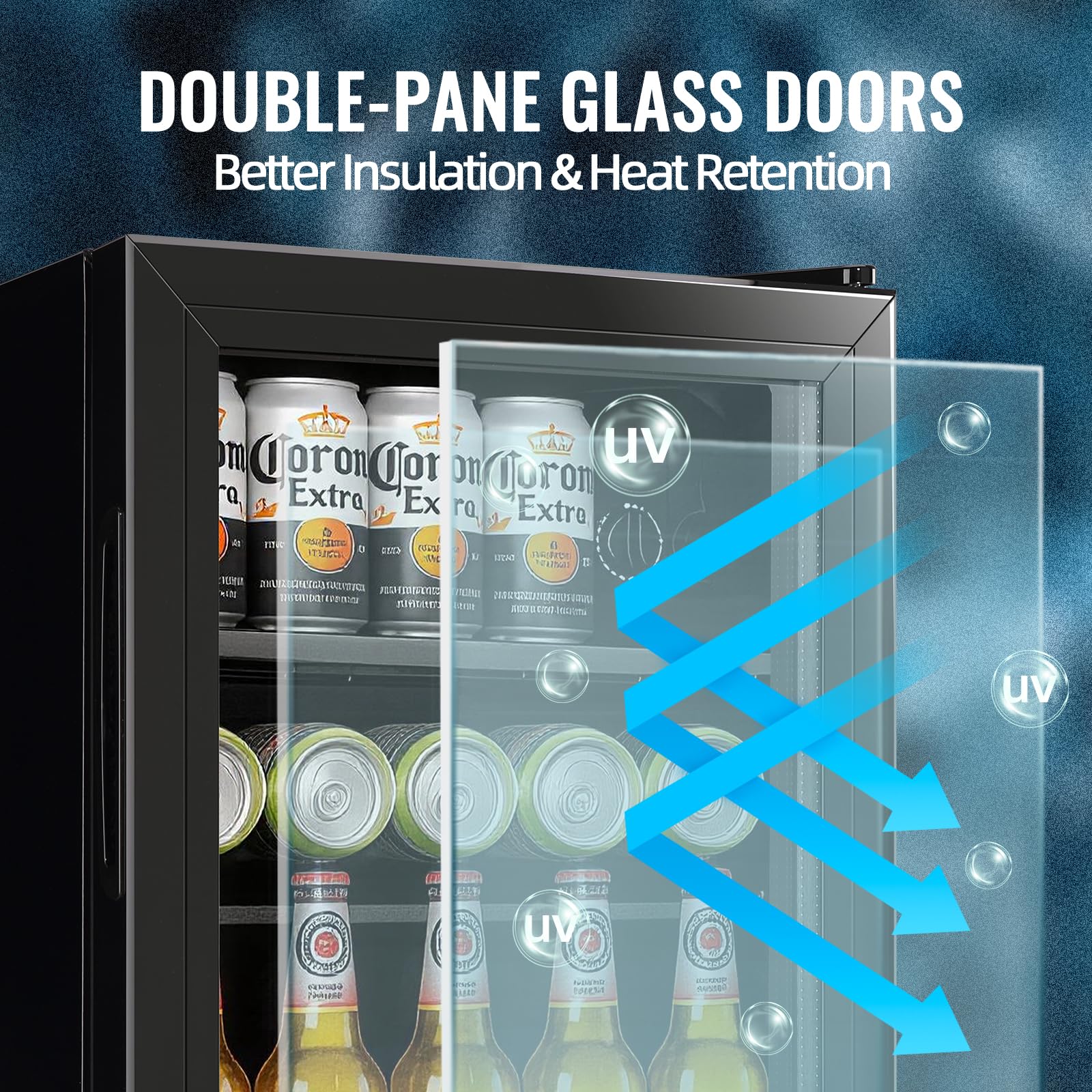 Tacool 1.3 Cu.Ft Beverage Refrigerator Drink Mini Fridge Refrigerator For Soda Beer Or Cans Personal Beverage Cooler 7 Modes Temp Adjustable Shelves Suit For Home, Office, Dorm on Fridge.com - View 4