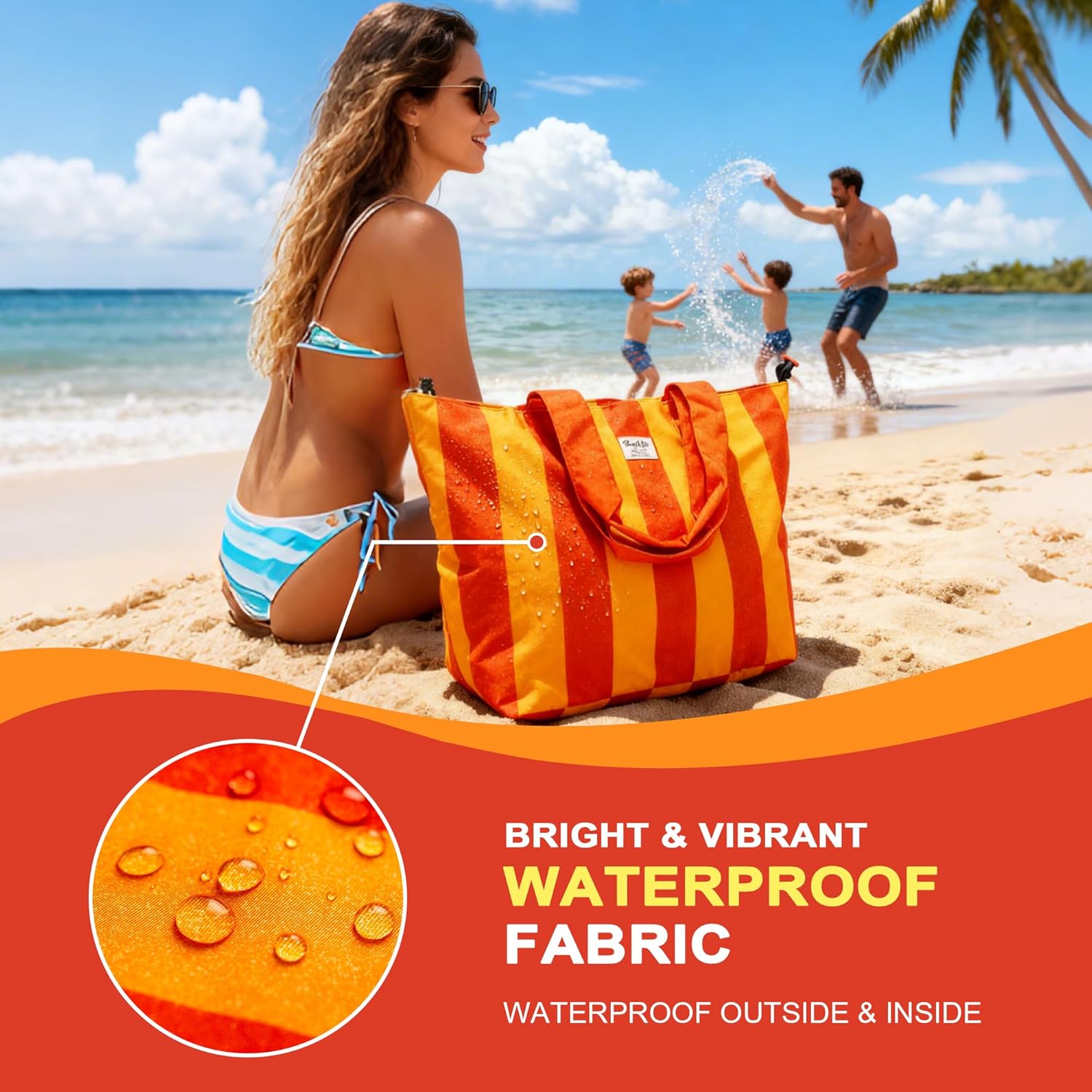 Beach Bags Waterproof Sandproof, XL Large Pool Tote Bag for Women - Image 3