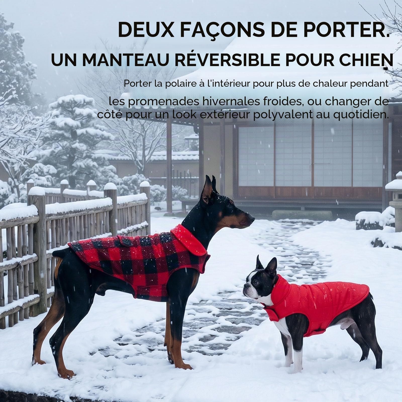 ASENKU Manteau d'hiver pour Chien Imperméable Coupe-Vent Veste Chaude Doublé en Polaire pour Chiot Gilet Vêtement Manteau Chien Hiver pour Petits Moyens Grands Chiens pour Teckel Bouledogue Francais