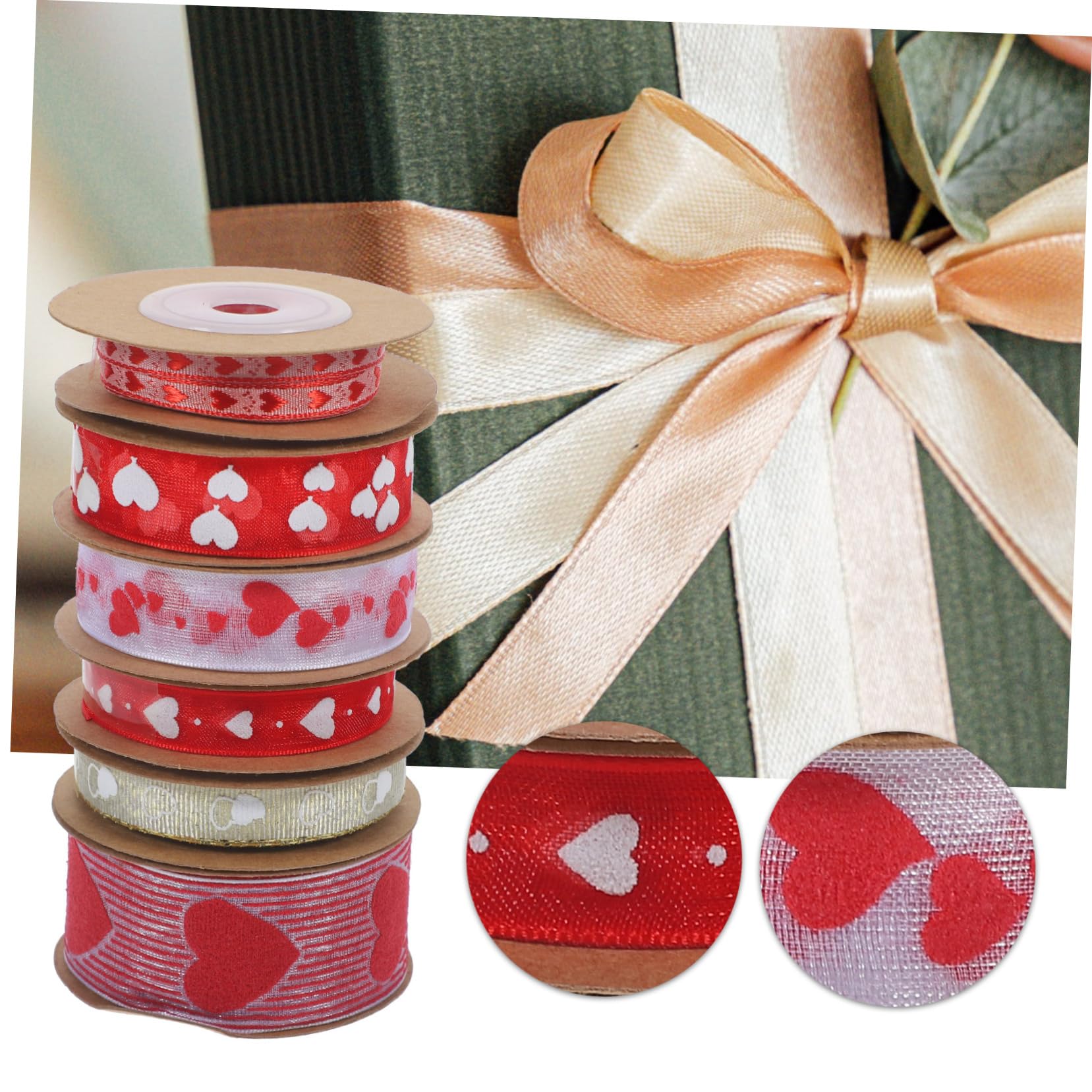 24rollen Herzmuster Geschenkband Für Valentinstag Und Hochzeiten Dekorative Ribbons Für Kreative Bastelprojekte