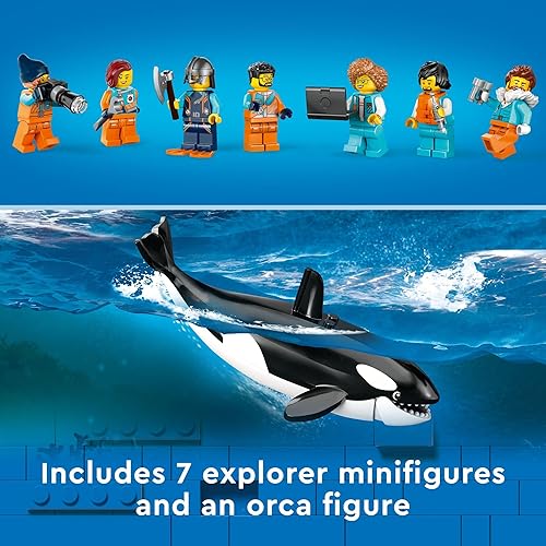 Miniatura 6 de LEGO City Arctic Explorer Ship 60368 - Juego de juguetes de construcción, divertido regalo para niños y niñas de 7 años, con un barco flotante,