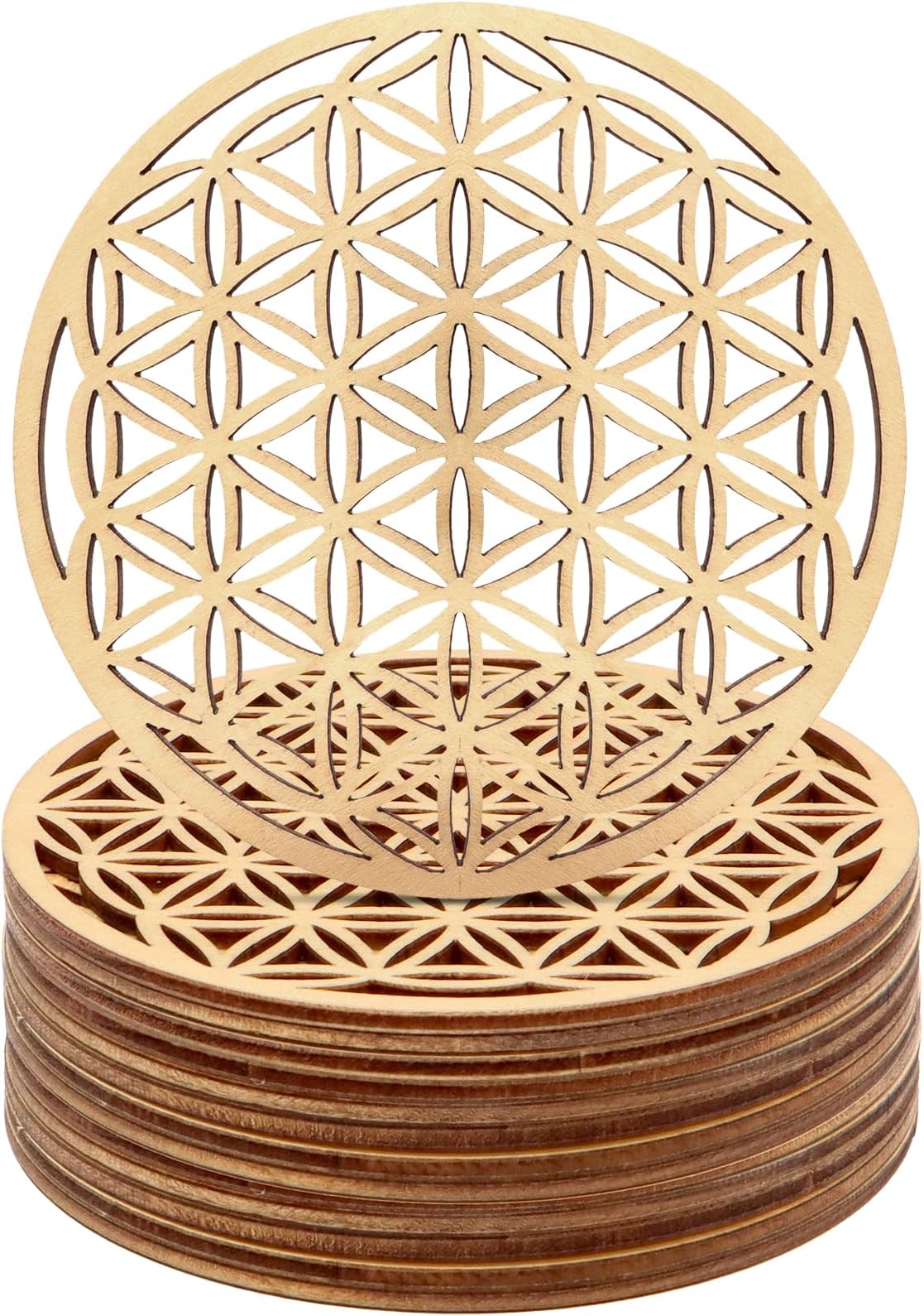 Oyihfvs Lot De 4 Dessous De Verre Ronds En Bois Gecko - Motif Floral