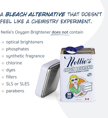 Miniatura 5 de Nellie's Abrillantador de oxígeno, removedor de manchas ecológico y potenciador de lavandería, potente limpieza con oxígeno para blancos más blancos