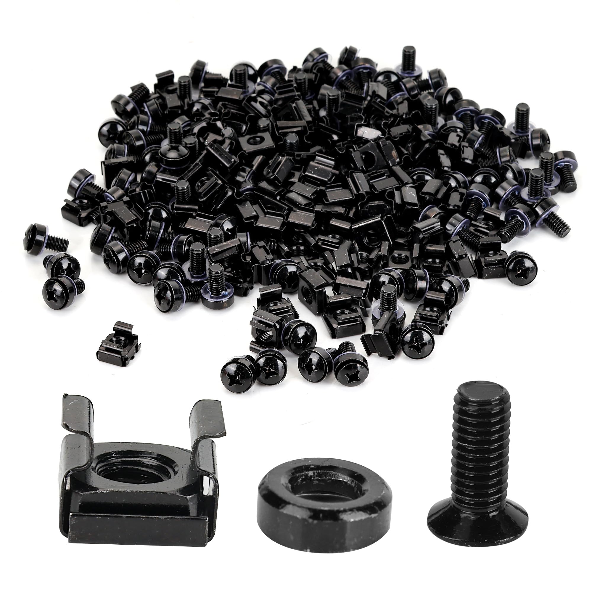 Aramanara 100 Pack M6 x 16 mm Rack Mount Cage Nuts, Screws and Washers, Server Rack Screws