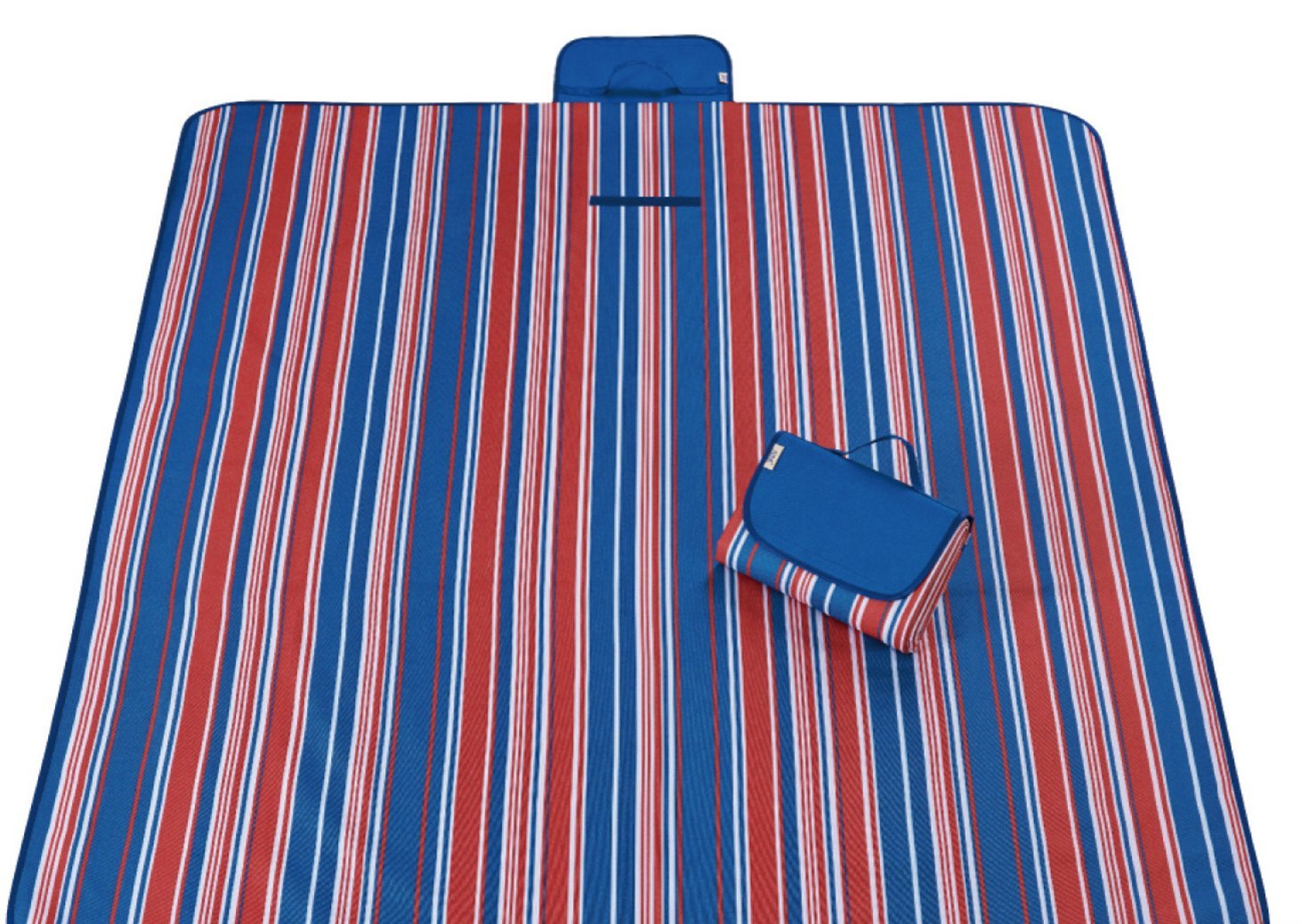 XL Sand & Water Proof Beach Blanket. 78"x57" Water & Stain Resistant Top & Bottom, Easy to Fold & Clean. Fit for Picnic, Outdoor, Camping (Blue & Red XL)