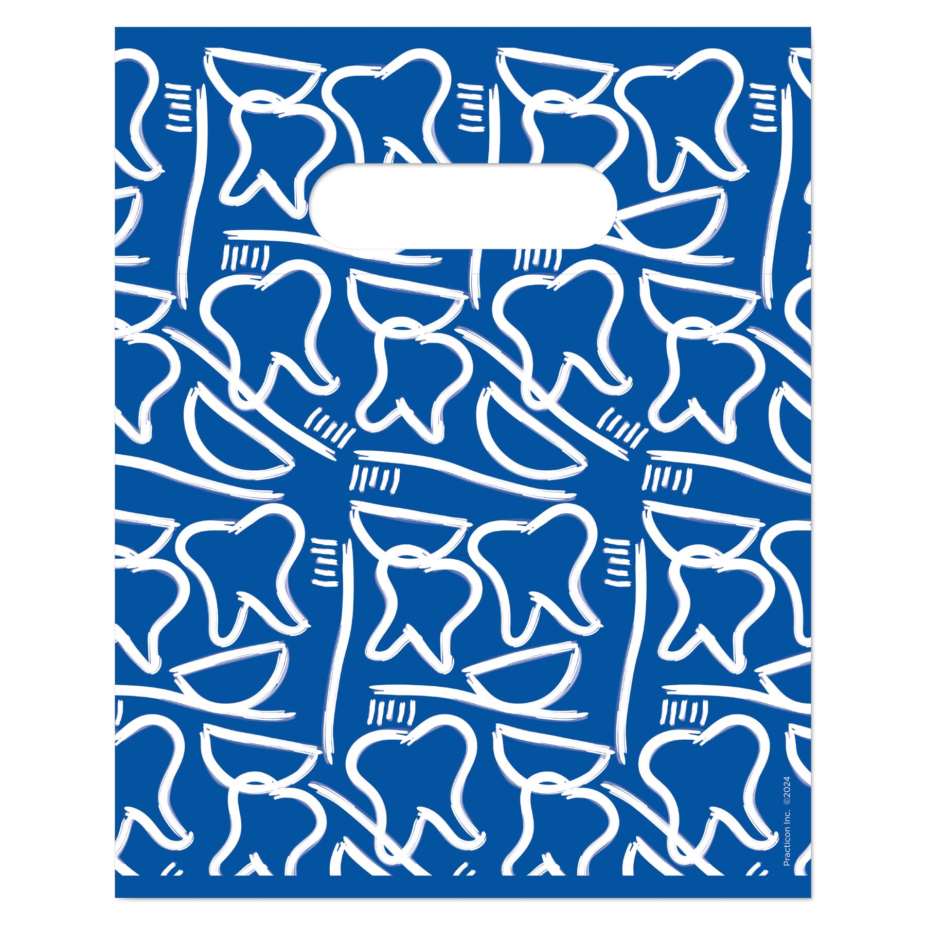 Practicon 11096124 Dental Drawings Scatter Print Patient Bags, 8" x 10" (Pack of 100)