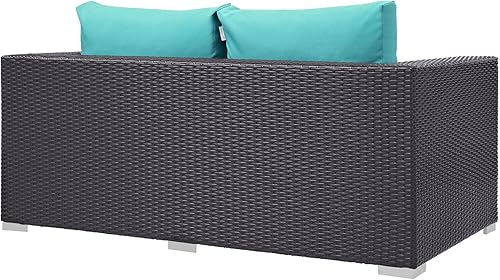 Vista 180 de Modway EEI-1911-EXP-ORA Convene - Muebles otomanos cuadrados de tela para patio, muebles de exterior, color naranja espresso Espresso Naranja