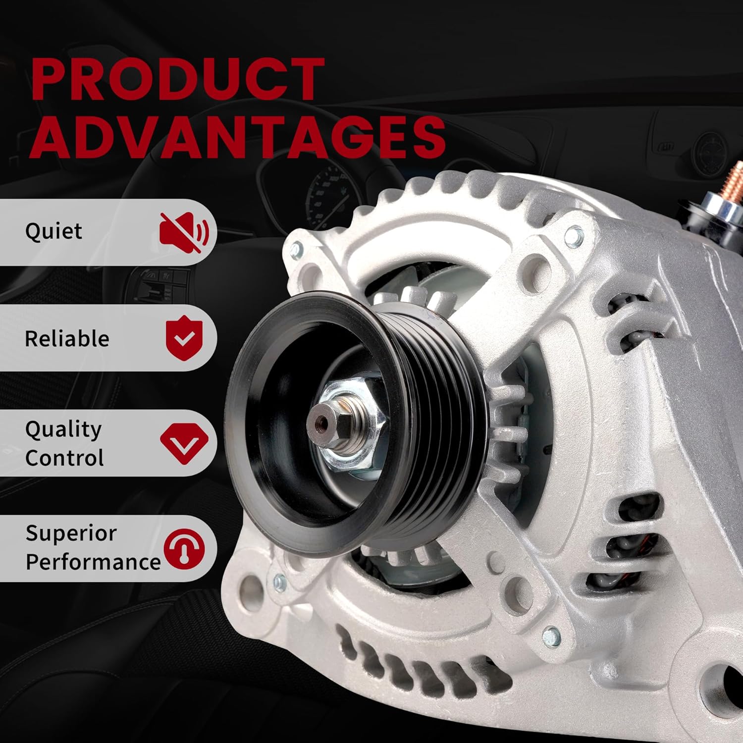 Alternator Fits for/Dodge Ram 1500 2009-2010, Ram 2500 2010; Fits for/Ram 1500 2011-2012, 2500 3500 2011-2018 V8 5.7L,150AMP 12 V 6-Groove Pulley 56028697AL,11299N