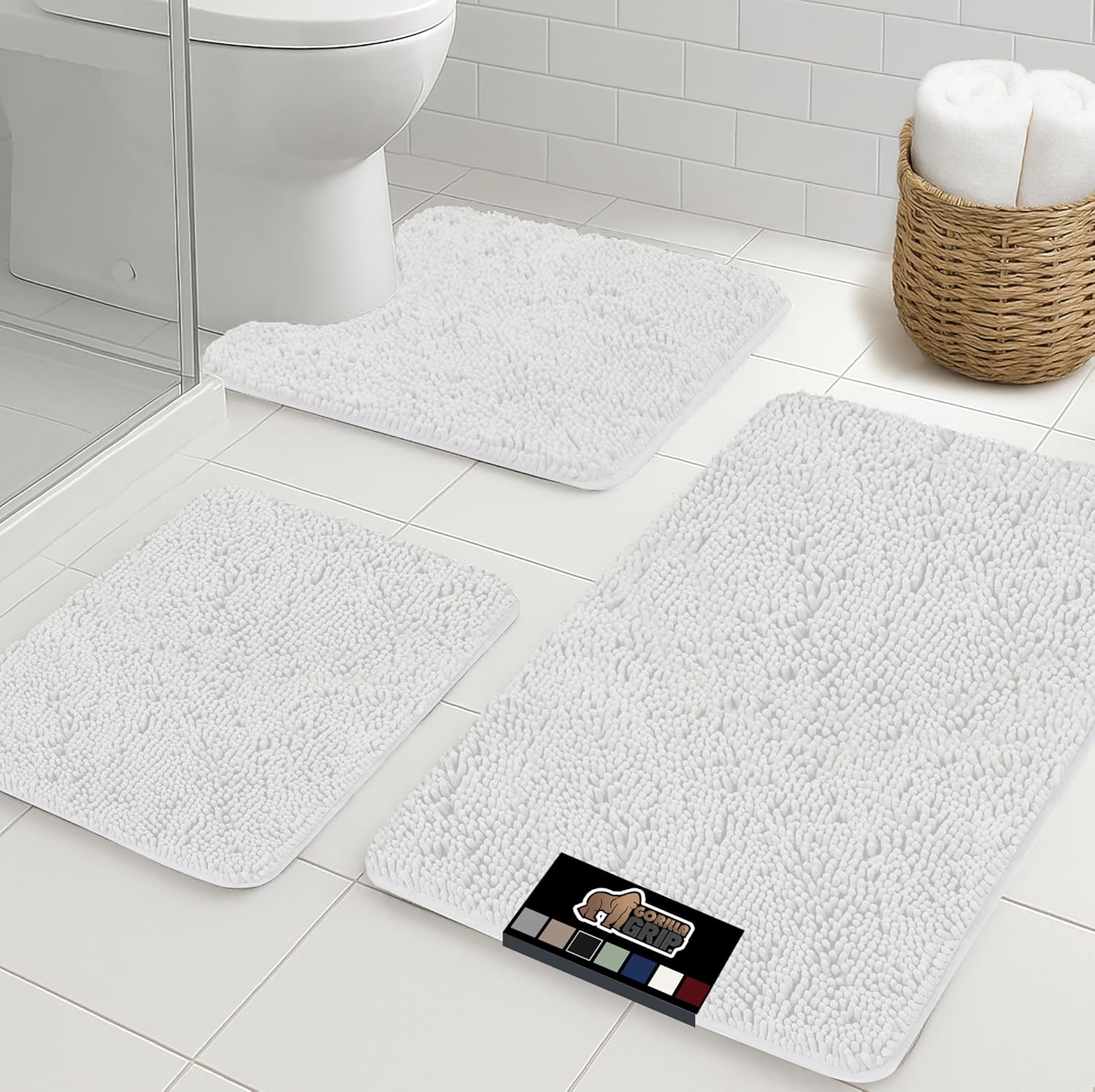 Gorilla Grip 3-Piece Bathroom Rug Set with TP Rubber Backing