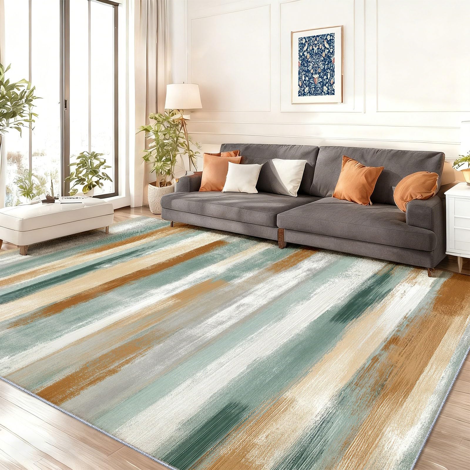 Tapis lavable machine antidérapant pour salon et chambre moderne