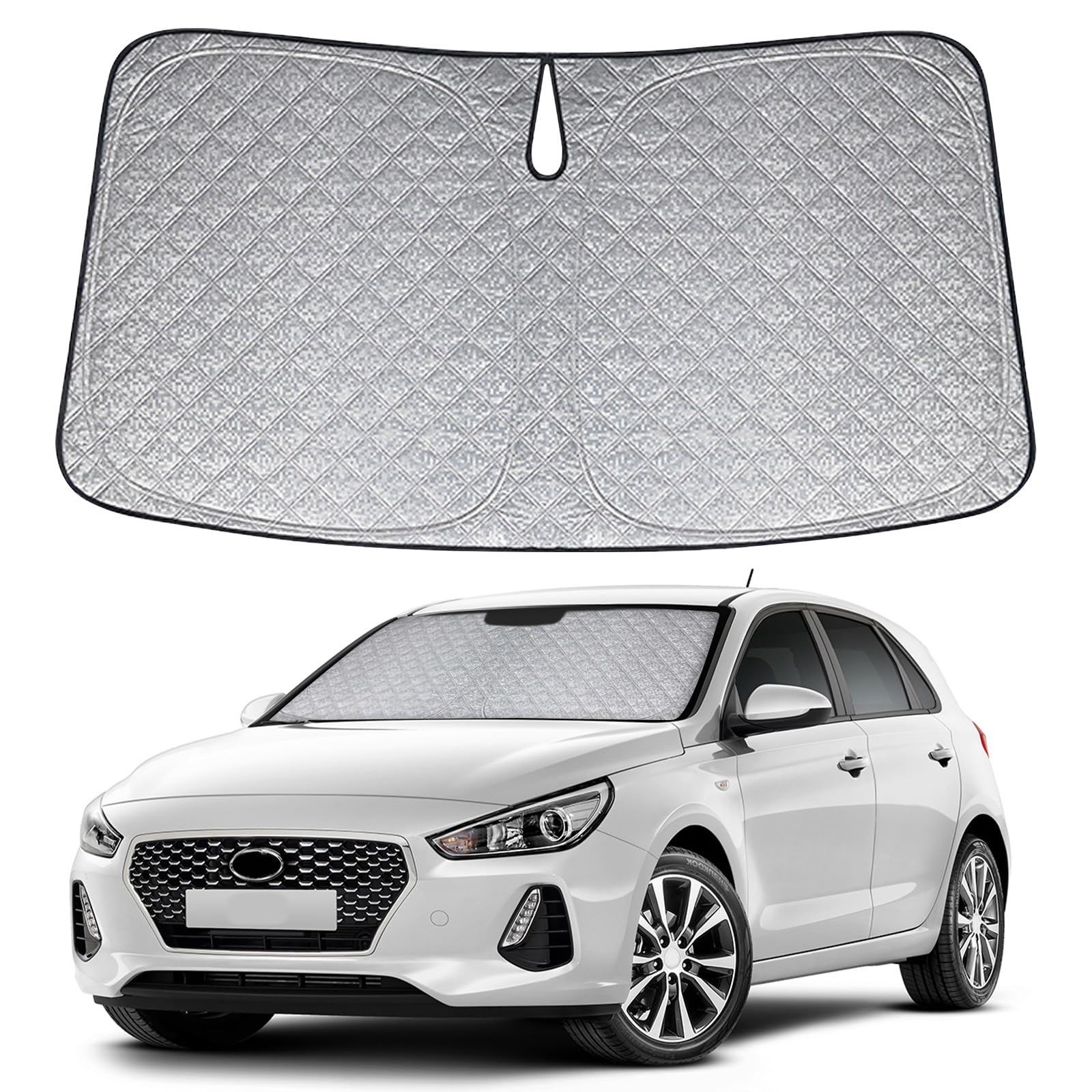 Pare-Soleil Anti-UV Pliant pour Pare-Brise Avant Remplacement pour Hyundai i30 2016-2024, Pare Soleils pour Voiture à l'intérieur Pliable Couverture, Protection Anti-poussière Réfléchissante UV