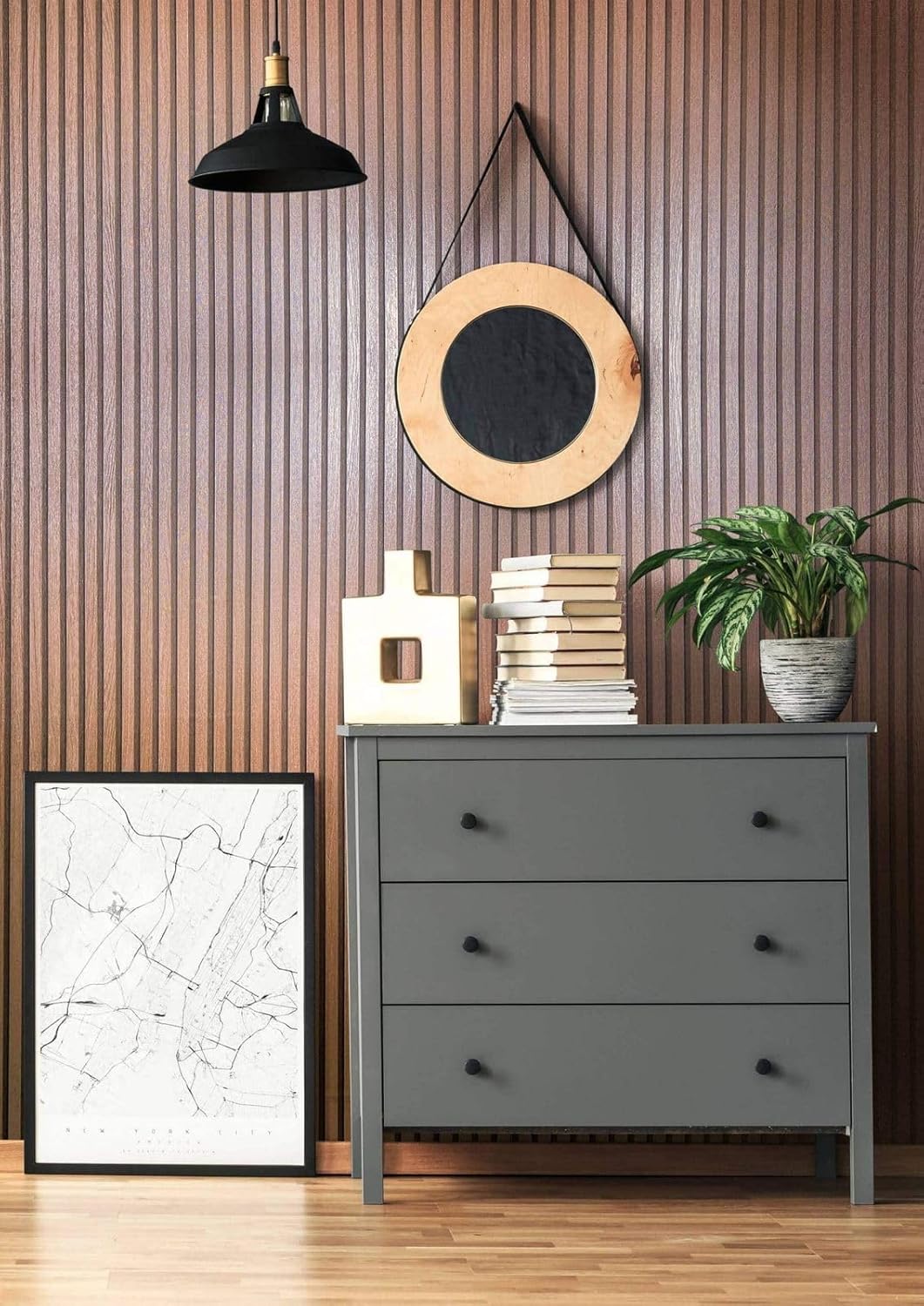 marburg Wallpaper Wood Effect Copper Acoustic Panels 3D Effect Non-Woven Wallpaper Living Room Bedroom 10.05 x 0.53 m Made in Germany