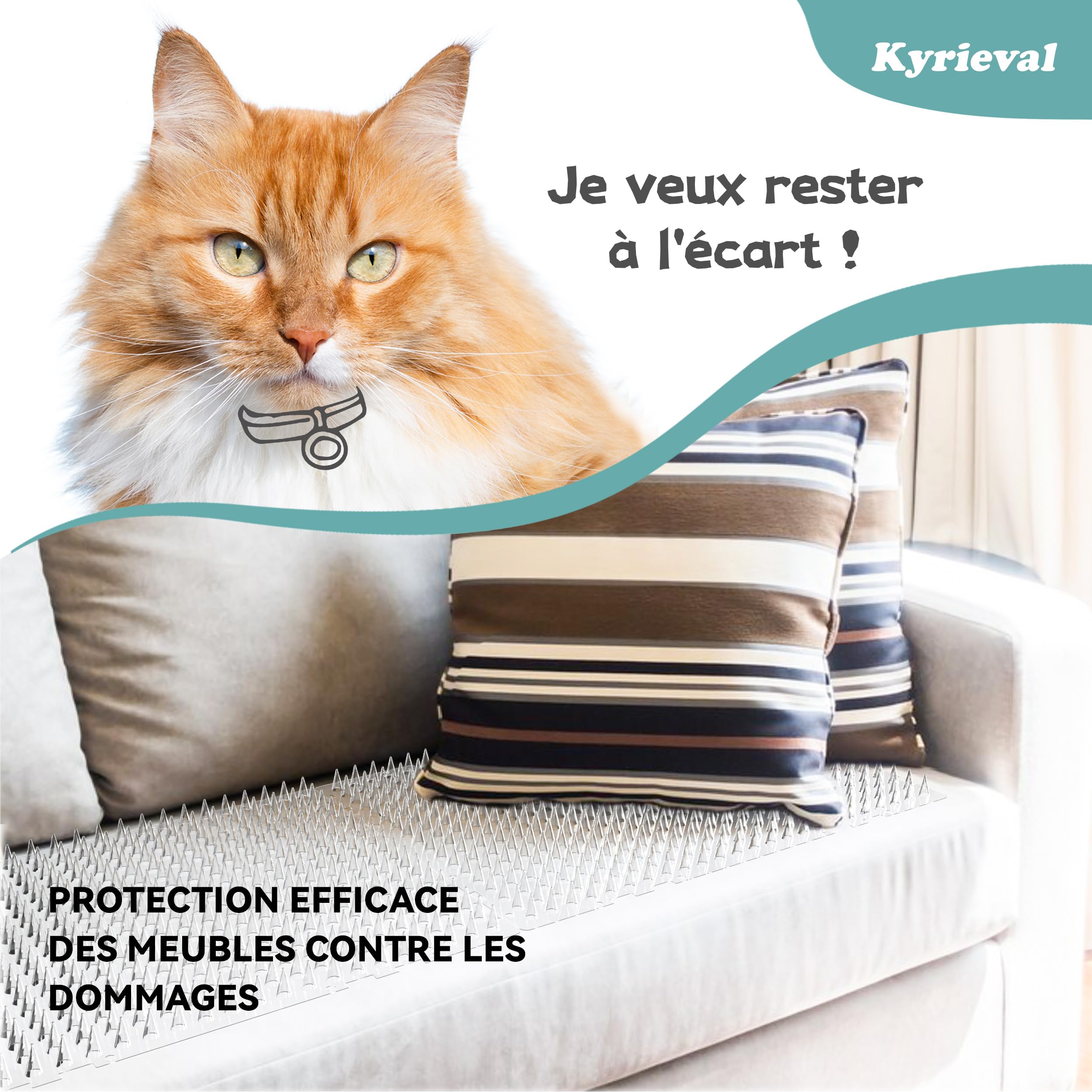 Tapis Anti-Chat 10 Pack - 42cm×32cm Tapis Anti Chat with Spikes Outdoor, Tapis pour Chat with 100 Stickers