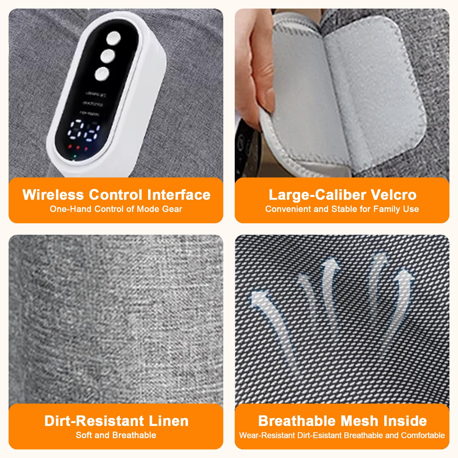 Masajeador Eléctrico de Piernas, 3 Modos de Masaje para Aliviar el Dolor con USB Recargable, 3 Niveles de Intensidad y Temperatura para Promover la Relajación Muscular
