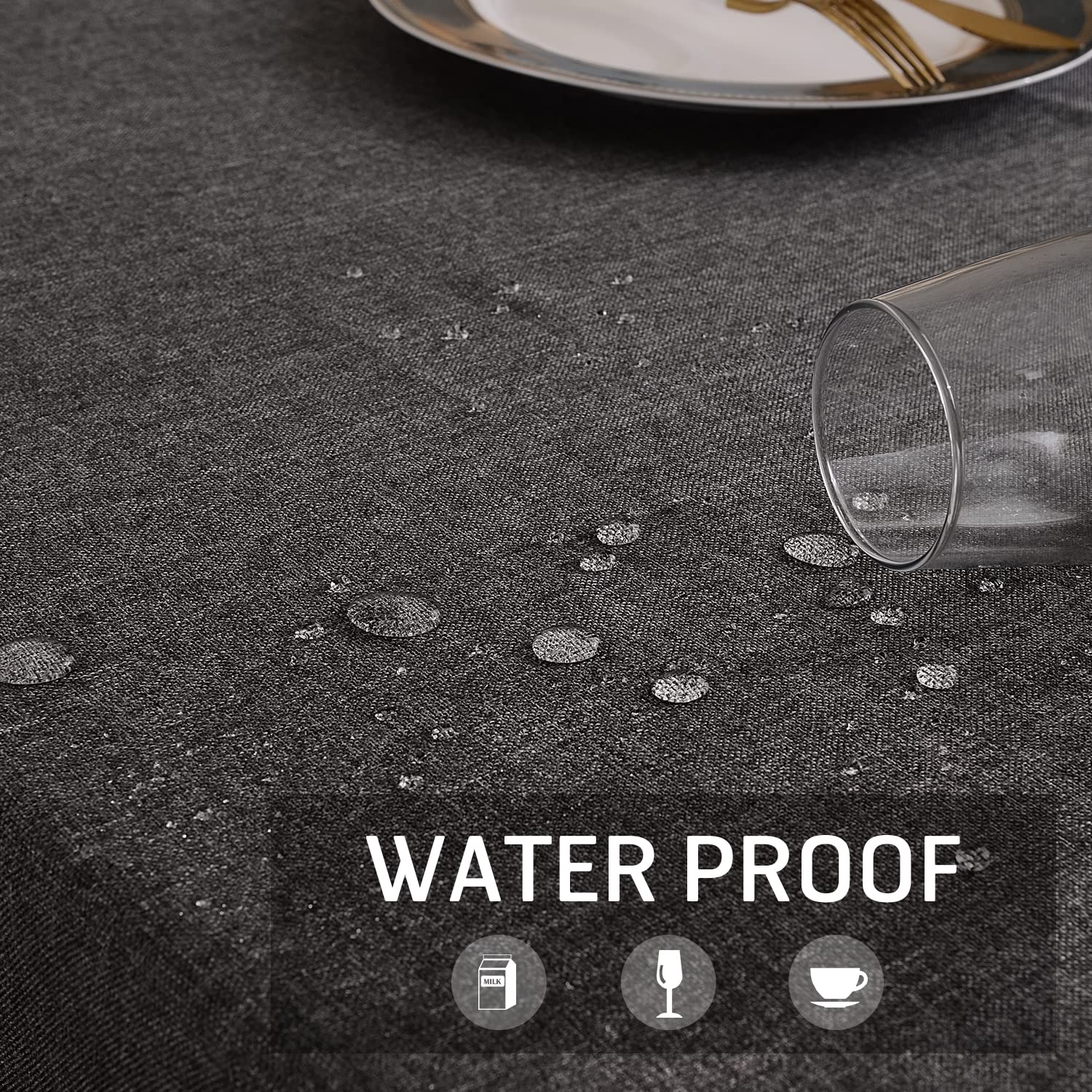 SEASHORE TREE Rectangle Table Cloth, Wipe Clean Tablecloth, Waterproof Faux Linen Table Cover for Dining Room Kitchen, Home - Image 3