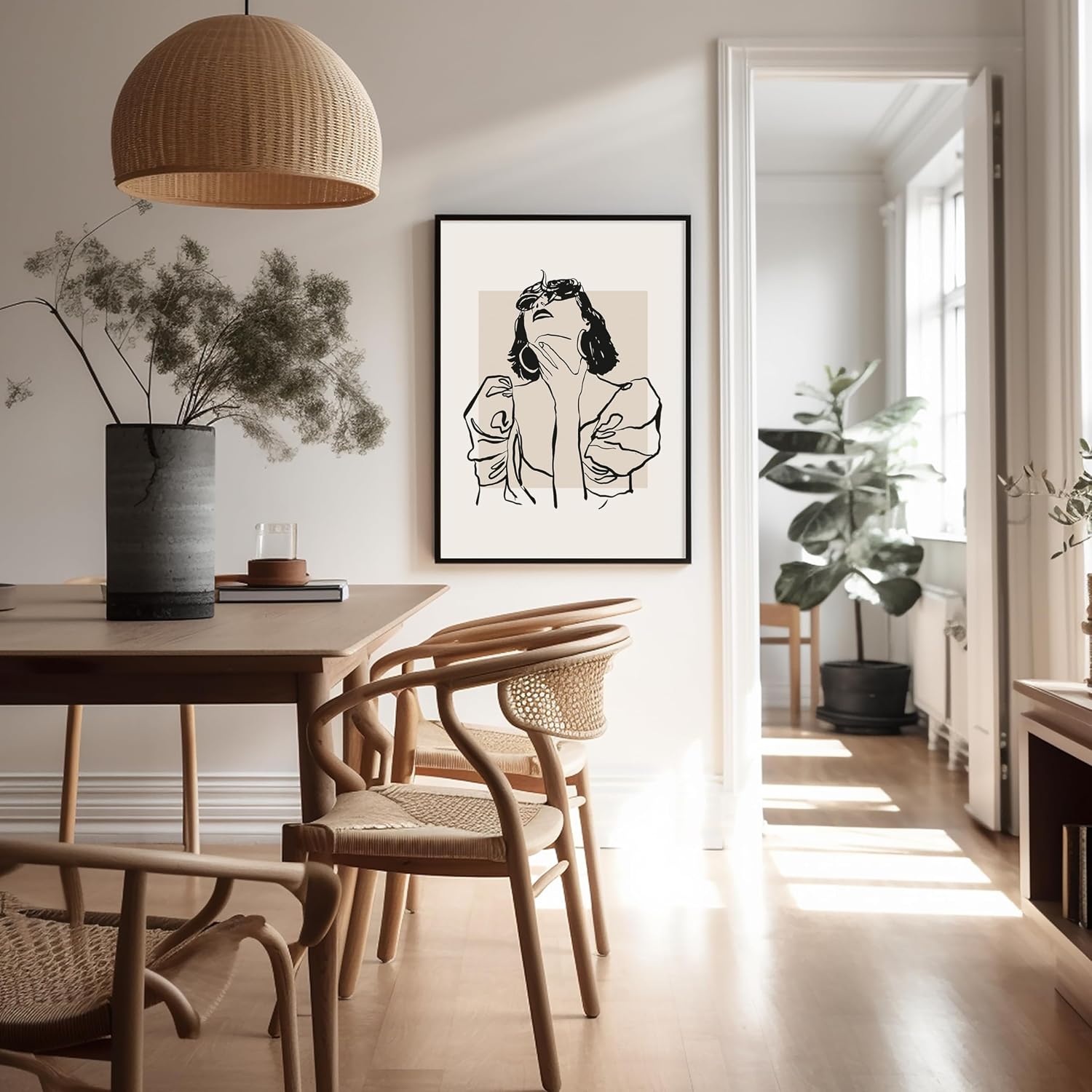 Poster Master Woman Poster - Retro Fashion Sketch Print - Girly & Portrait Art - Groovy Woman Design - Line Artwork - Abstract Design - Chic Boho Style - Girl's Bedroom Wall Decor - 8x10 UNFRAMED