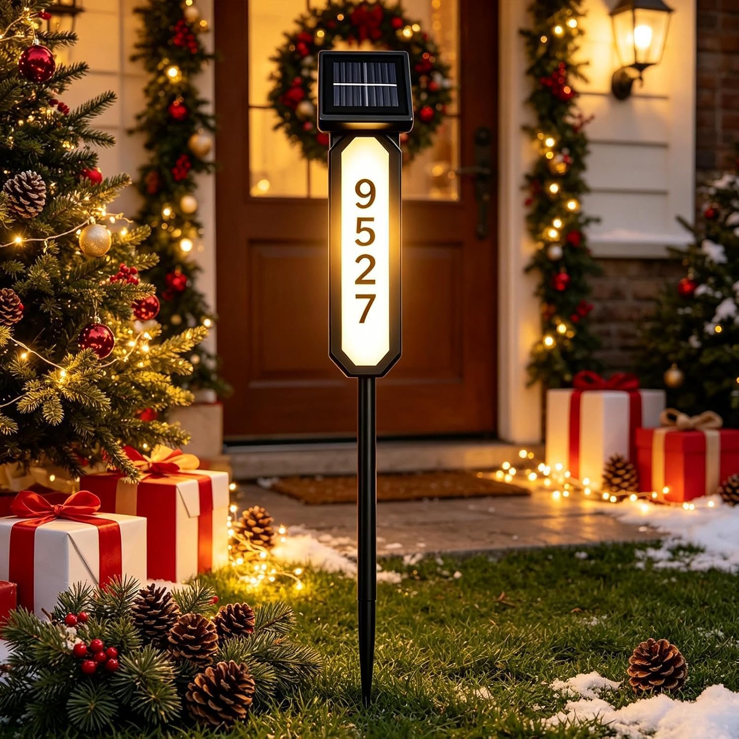 Solar House Numbers, Light Up Pathway Stake, House LED Address Sign Set