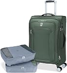 Atlantic Sailbound Softside Carry-On Luggage – with 8 Spinner Wheels and Retractable Handle, Integrated TSA Lock, RFID Pocket & USB Charging Port, Includes 2 Packing Cubes – Black