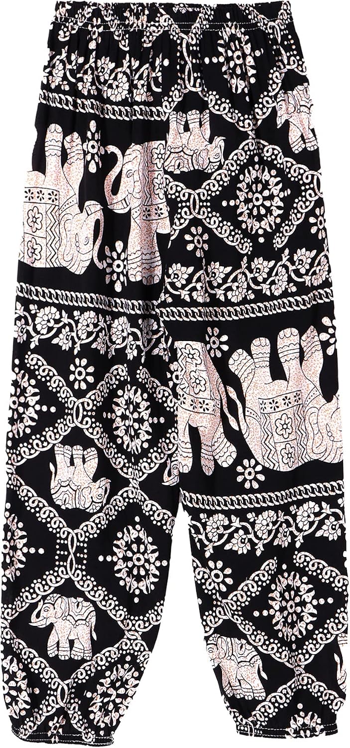 Aislor Kids Girls Boys Boheme Hippie Harem Pants Dance Yoga Sport Athletic Pilates Baggy Bloomers Trousers Beachwear
