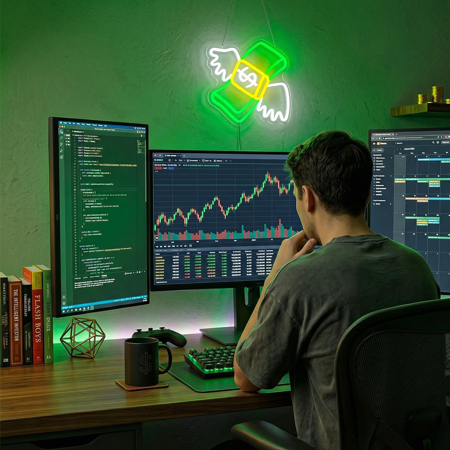 Money Neon Sign,Cash LED Neon Light with Dollar Design, Dimmable Dallar Neon Light Sign for Bedroom, Game Room, Man Cave,Party Decoration, Cool Aesthetic Room Decor