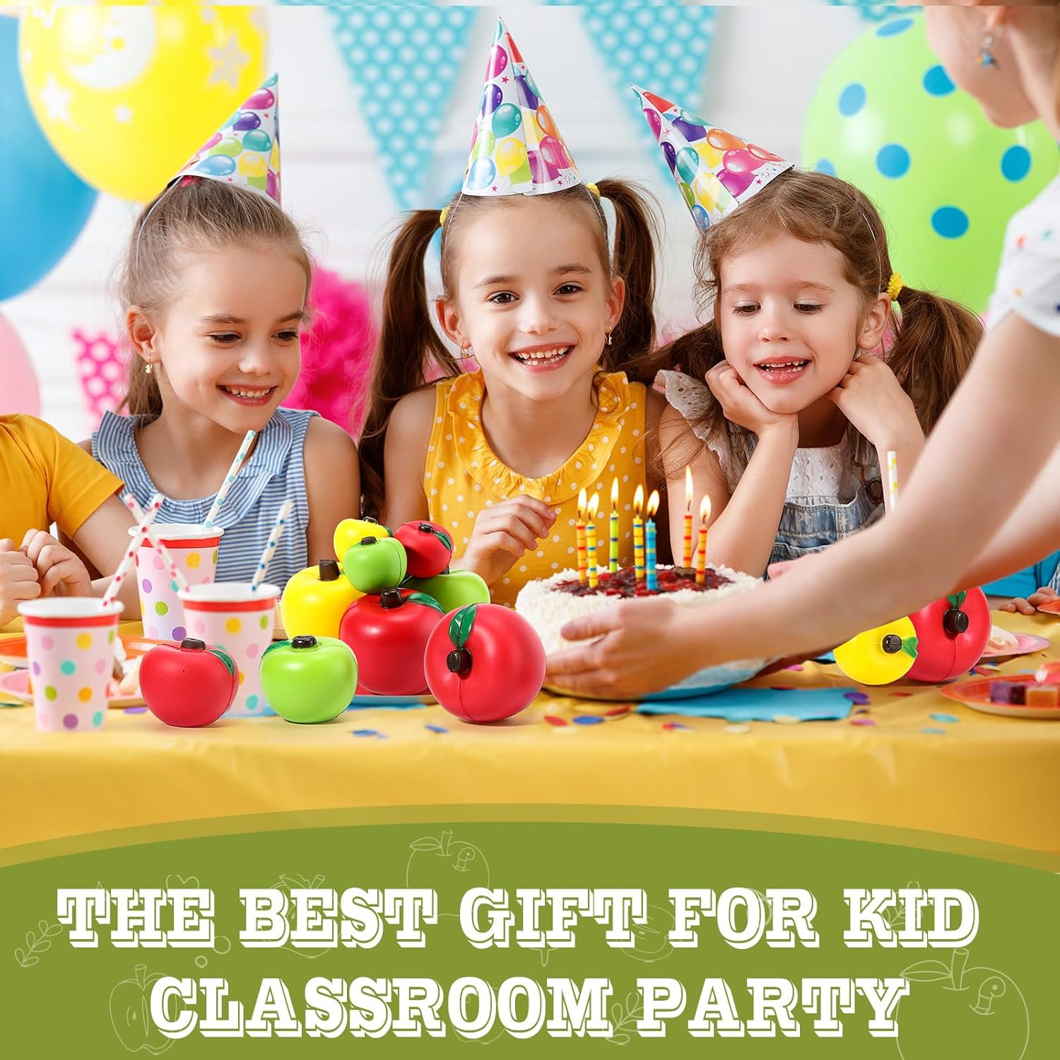 Meooeck 36 Pcs Fruit Stress Ball Bulk Back to School Gifts for Students Red Green Yellow Fruit Anxiety Relief Stress Balls Soft Foam Toys Finger Exercise(2 Inch ,2.8 Inch,Classics)