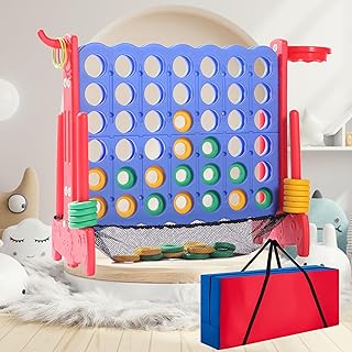 Jumbo Giant 4 in a Row Game with Carrying Bag is Suitable for Children and Adults.Giant 4-to-Score Game Set Suitable for Indoor and Outdoor Holiday Parties and Family Gatheringsï¼ˆredï¼‰